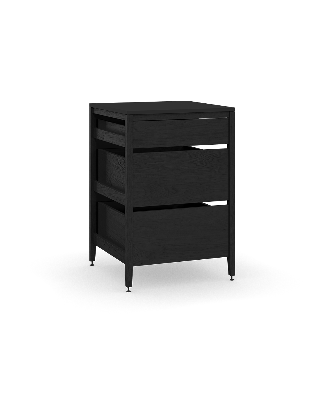Cabinet Radix | 3 tiroirs en chêne coloré Midnight Noir Matte Midnight Noir 24 24 35 1 4