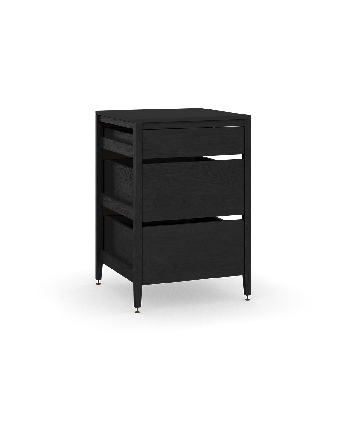 Cabinet Radix | 3 tiroirs en chêne taché Midnight Black Mat Bronze 27 24 35 1 4
