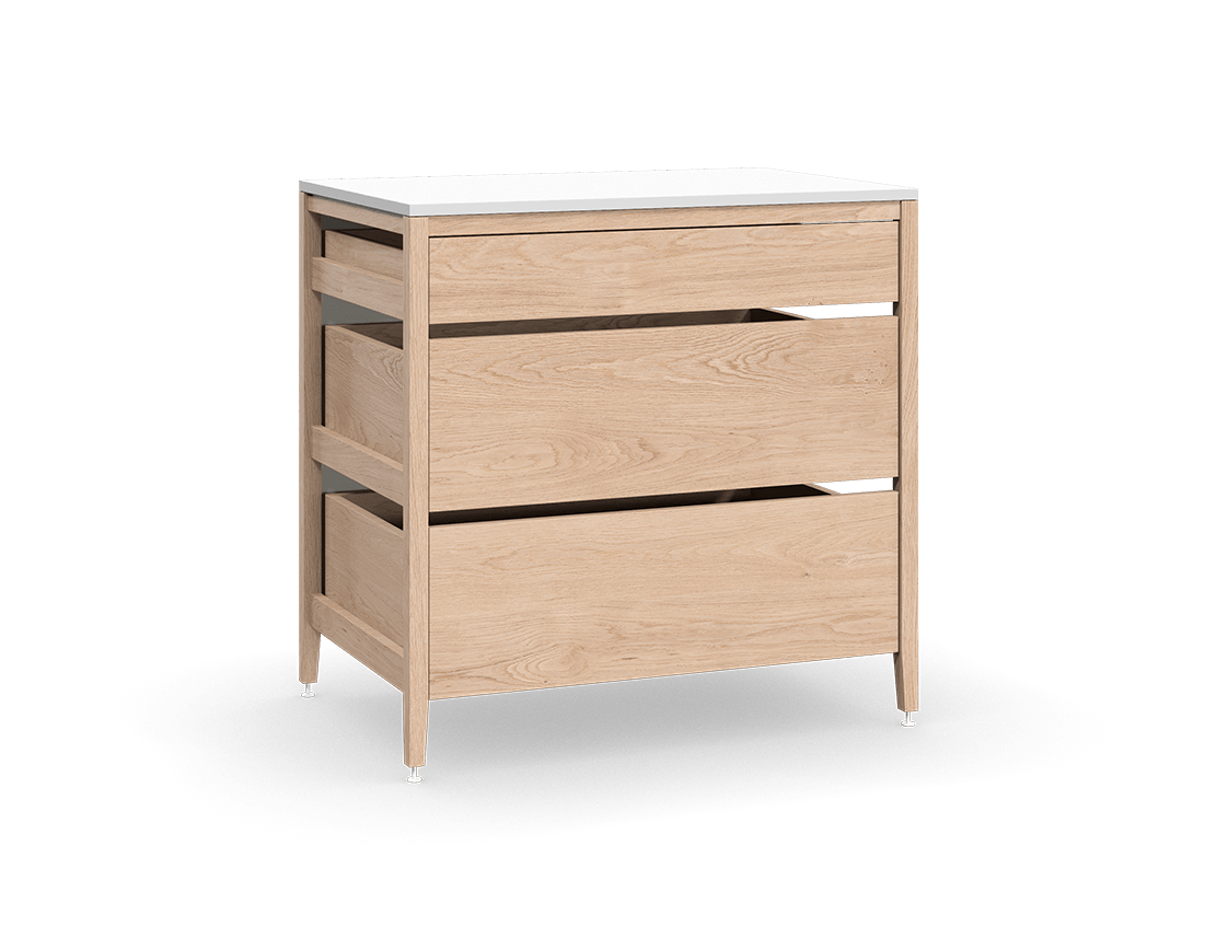 Cabinet Radix | 3 tiroirs en chêne blanc haut brillant blanc 36 24 35 1 4