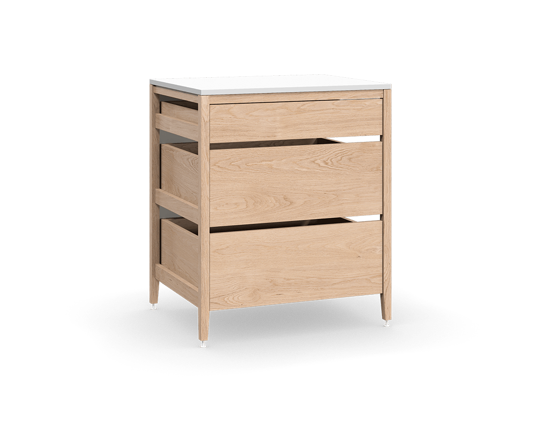 Cabinet Radix | 3 tiroirs en chêne blanc haut brillant blanc 33 24 35 1 4
