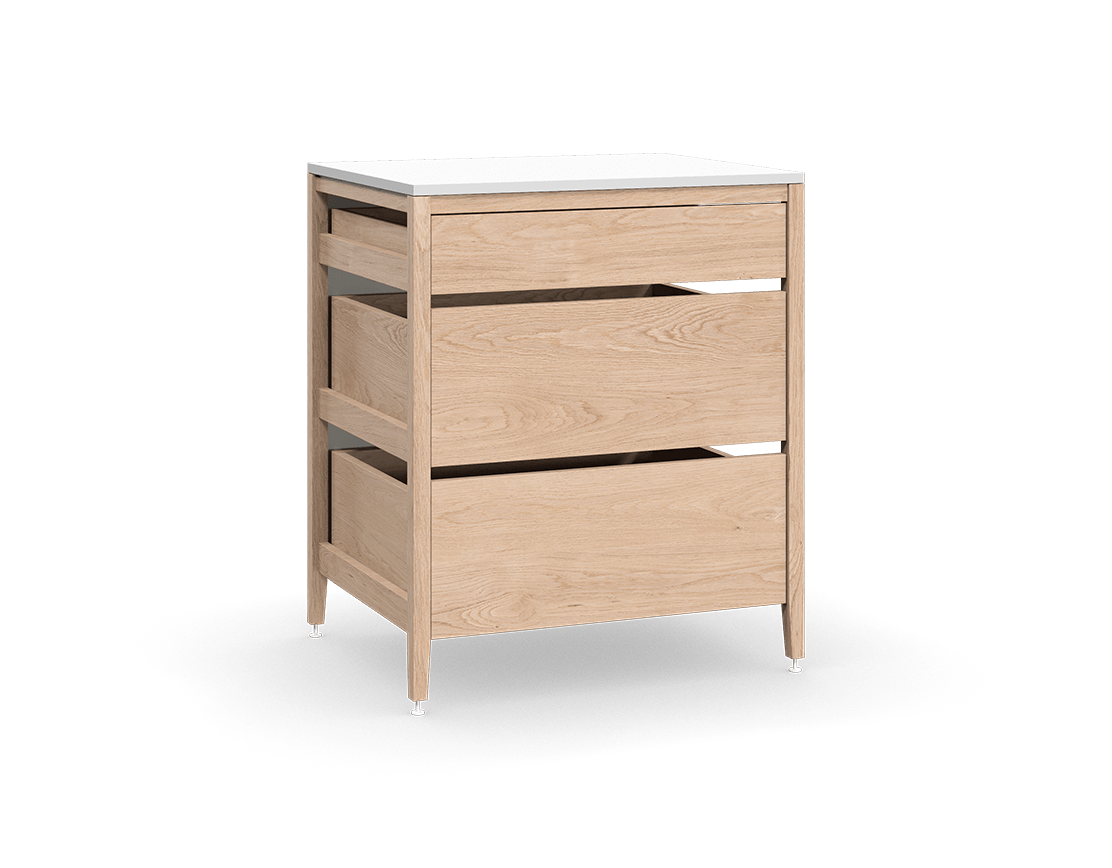 Cabinet Radix | 3 tiroirs en chêne blanc haut brillant blanc 30 24 35 1 4