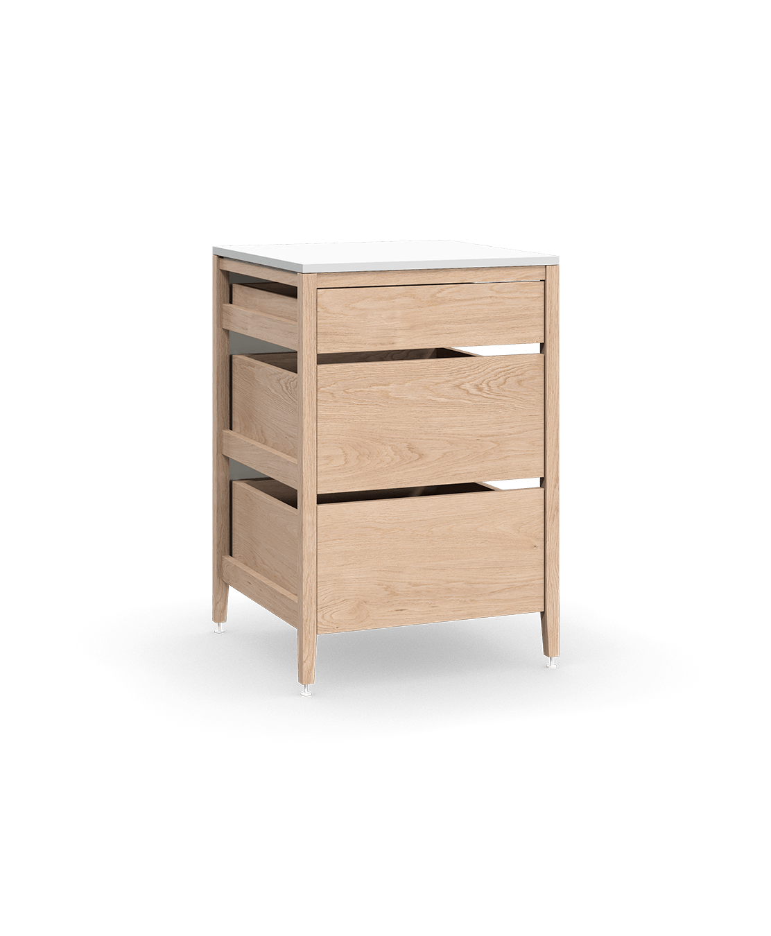 Cabinet Radix | 3 tiroirs chêne blanc brillant brillant 24 24 35 1 4