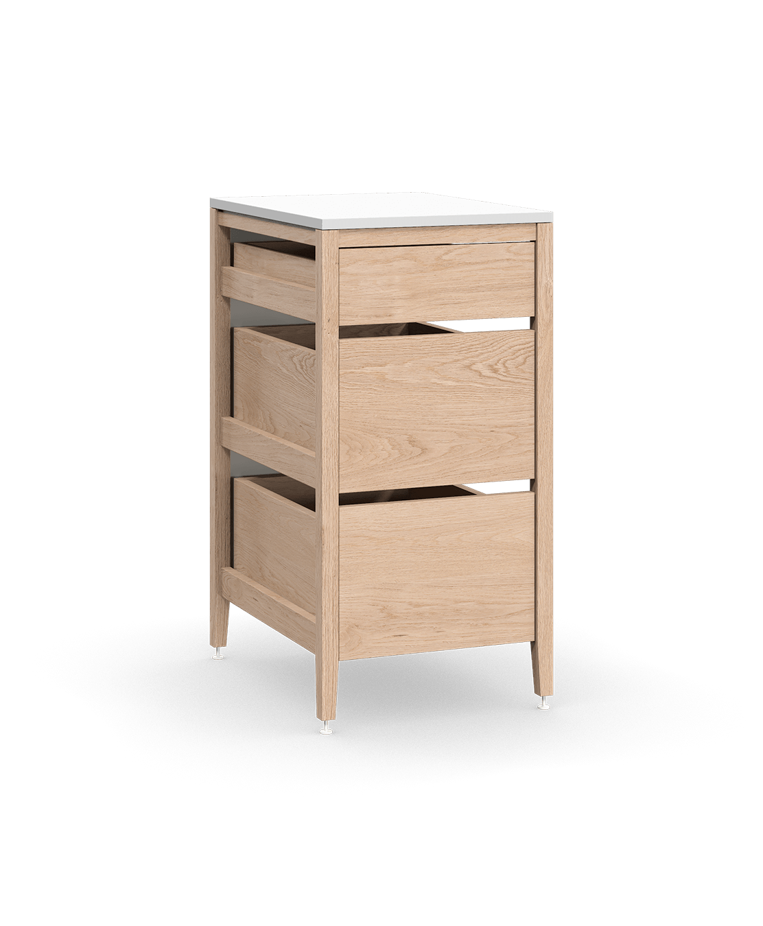 Cabinet Radix | 3 tiroirs en chêne blanc haut brillant blanc 15 24 35 1 4