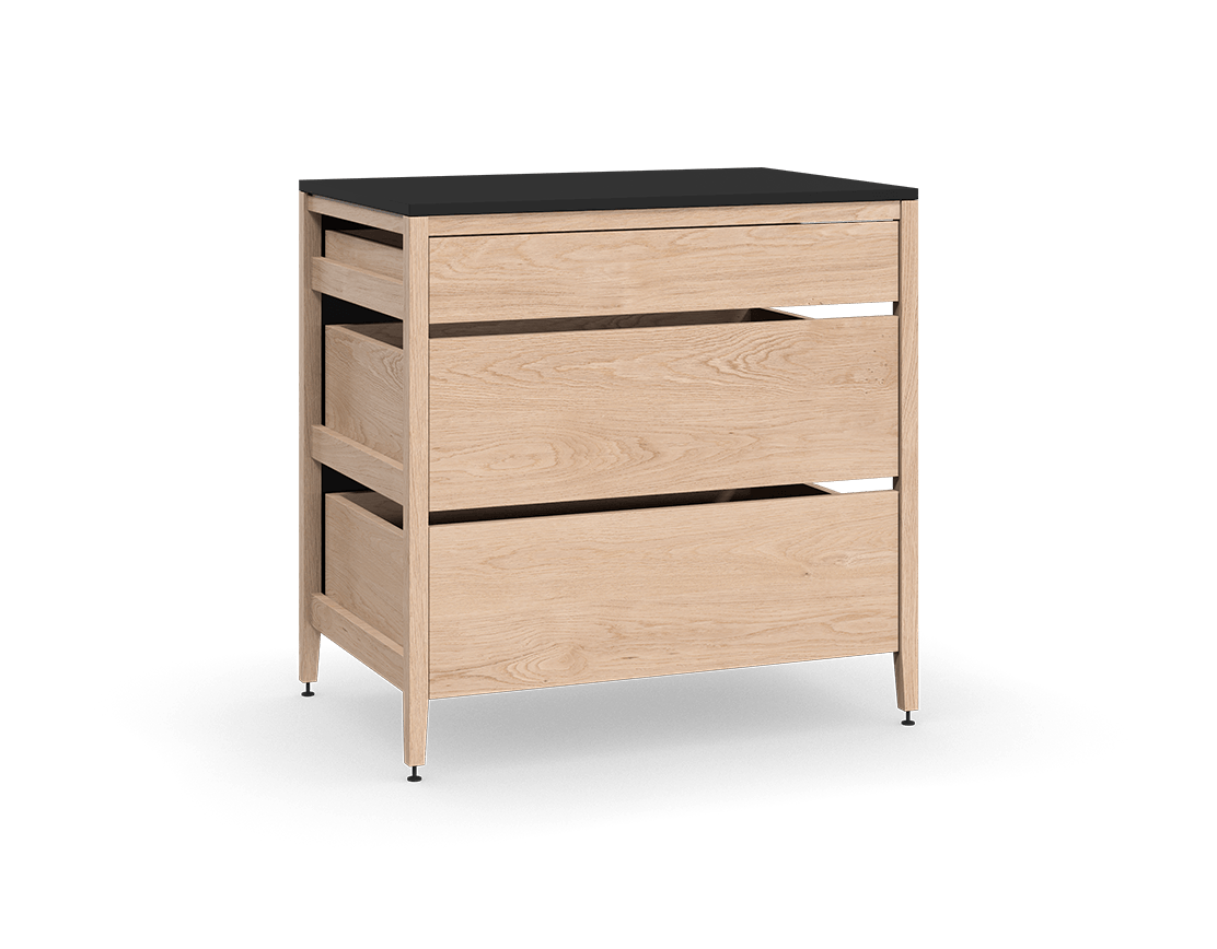 Cabinet Radix | 3 tiroirs en chêne blanc Matte Midnight Noir 36 24 35 1 4