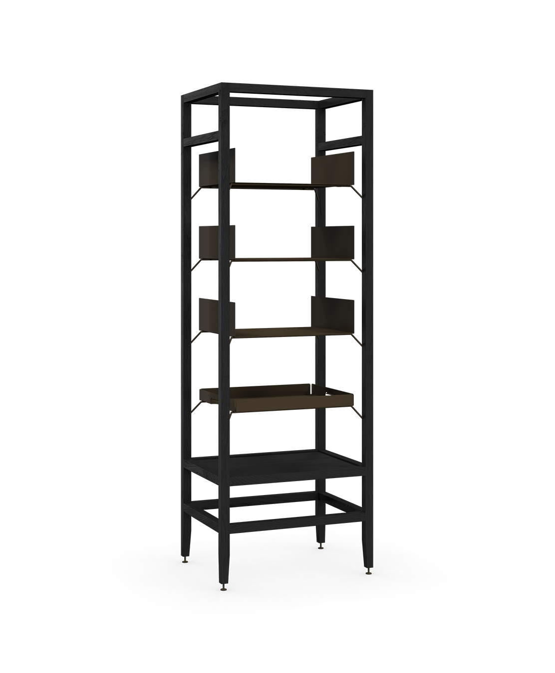 Volitare Bookcase Shelving unit, 3-Shelf+Tray 24 In Black/Brz | coquo