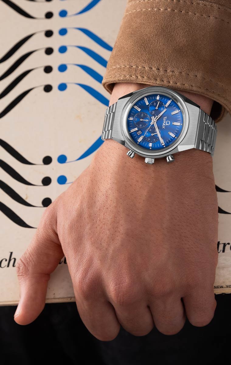 Q Timex Falcon Eye Chronograph 40mm Stainless Steel Bracelet Watch 