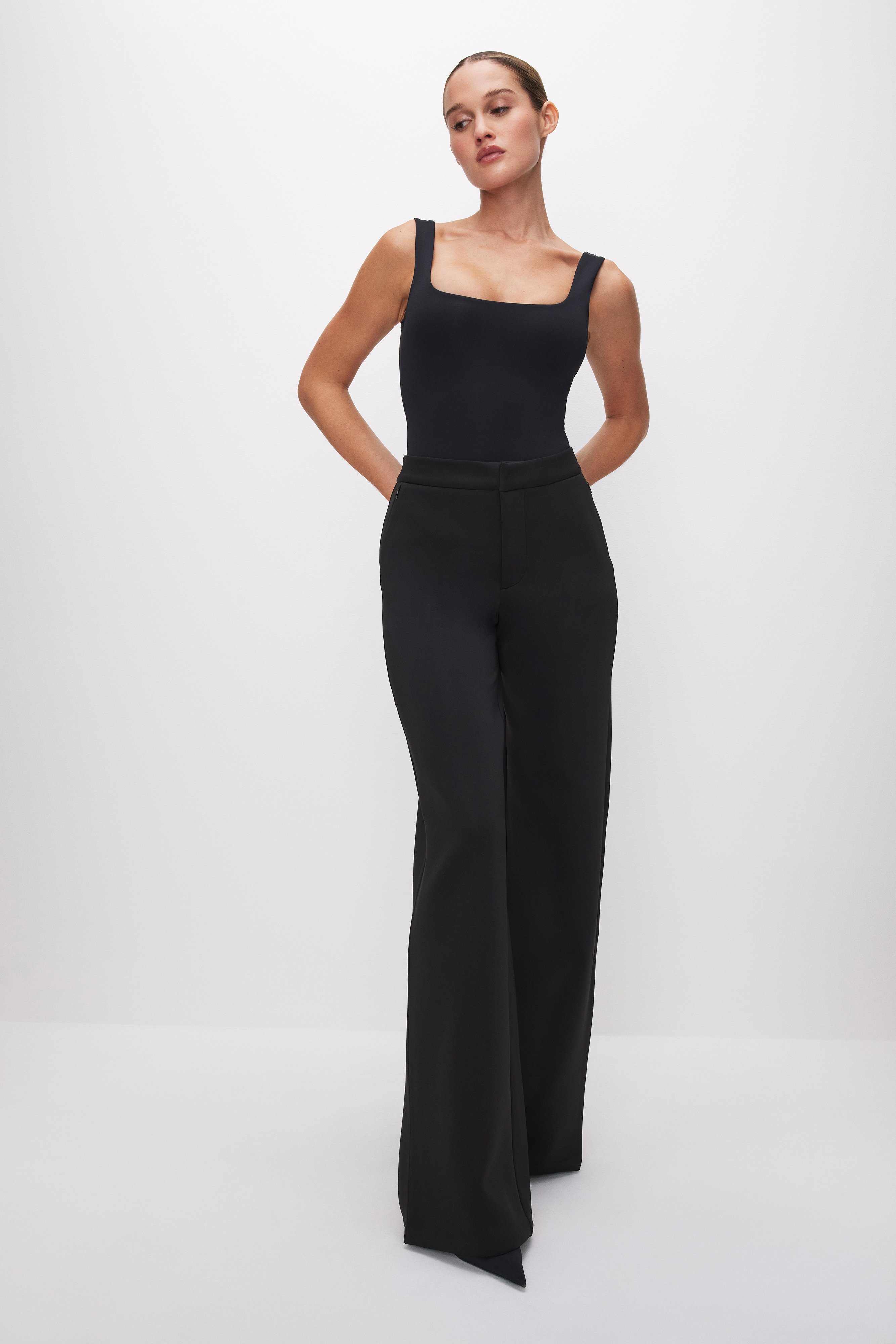 Styled with SCUBA WIDE LEG TROUSERS | BLACK001