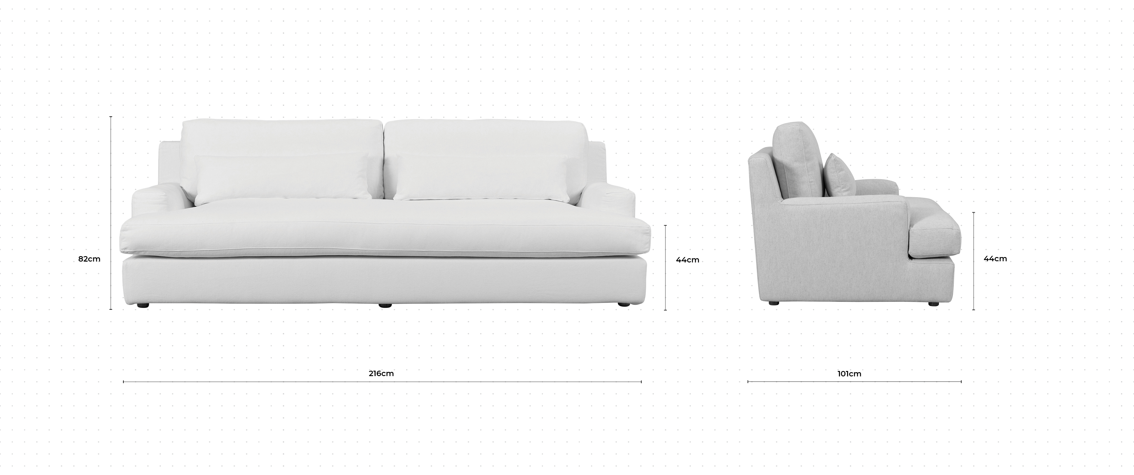 Panama 3 Seater Sofa dimensions