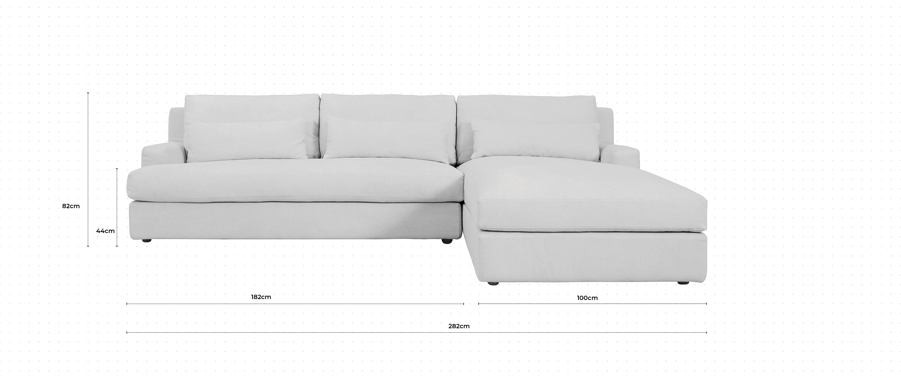 Panama Large Chaise Sofa RHF dimensions