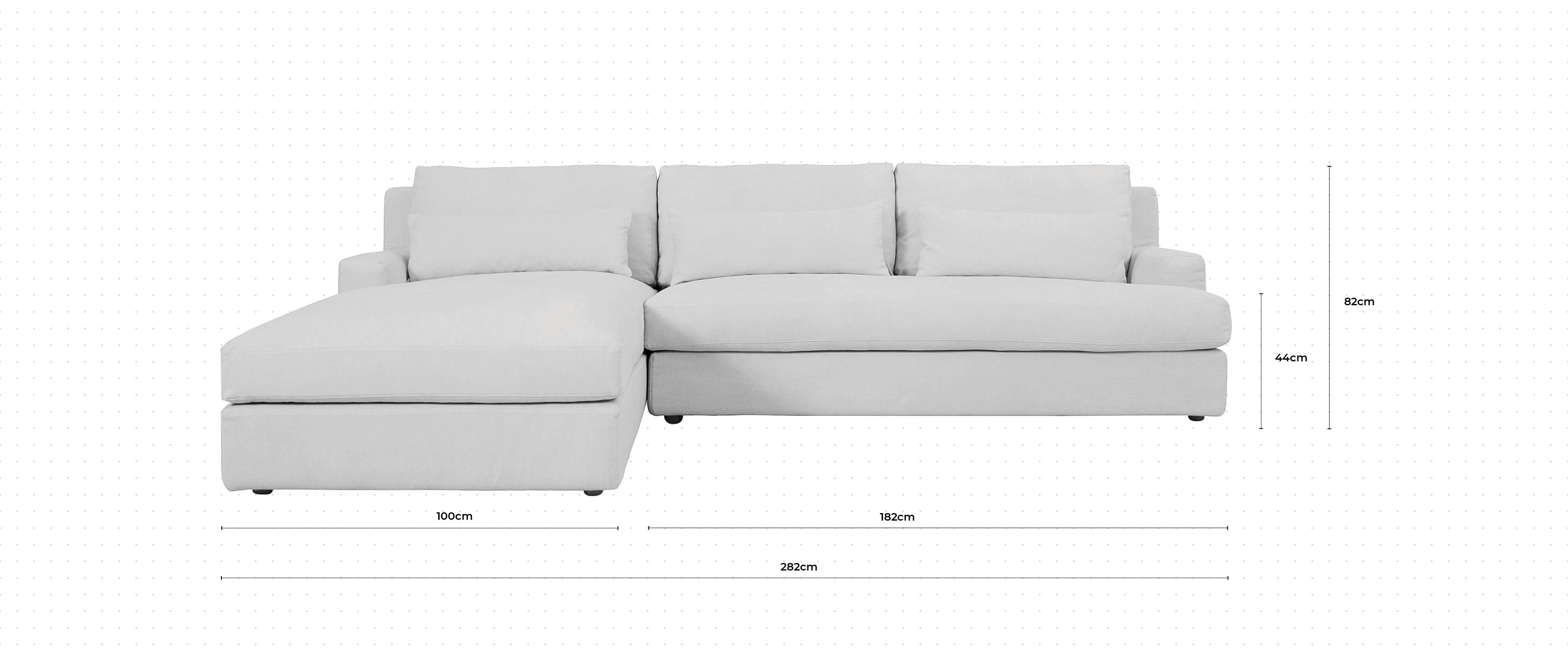 Panama Large Chaise Sofa LHF dimensions