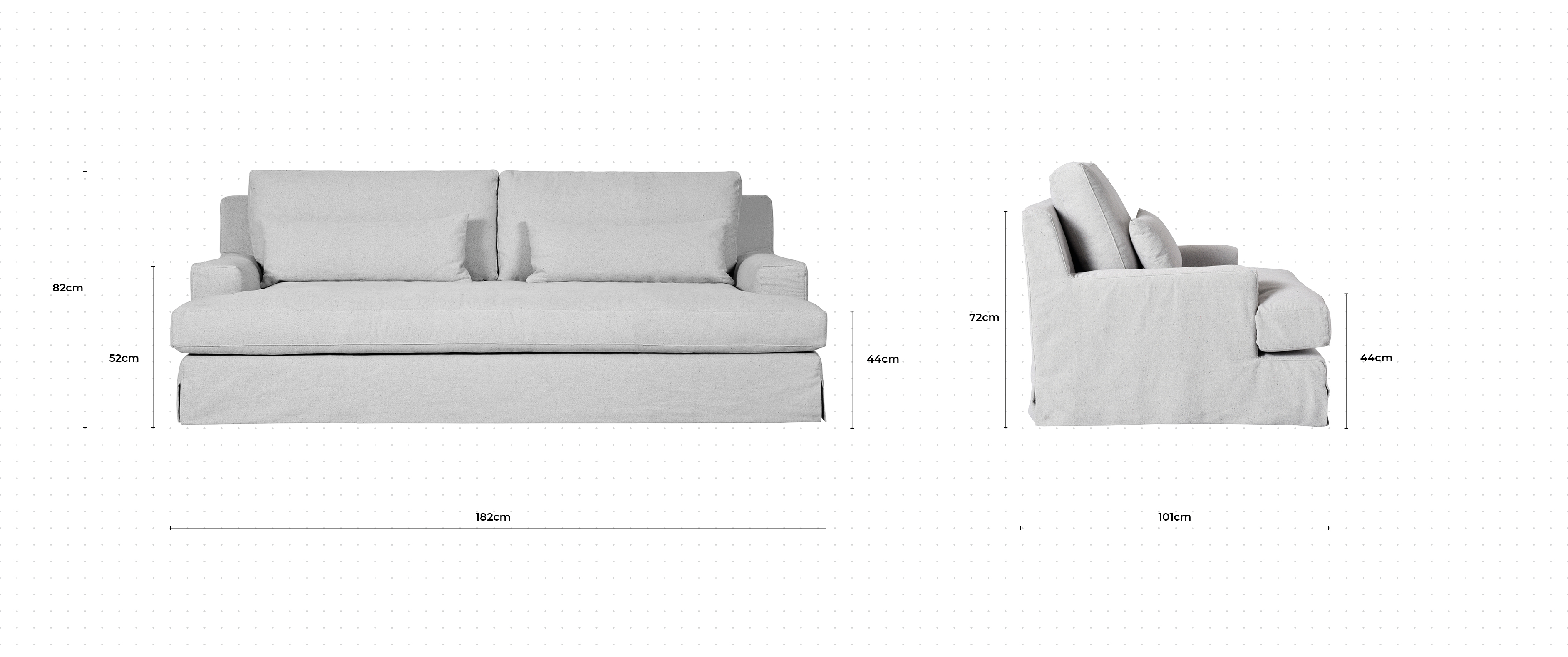 Panama With Skirt 2 Seater Sofa dimensions