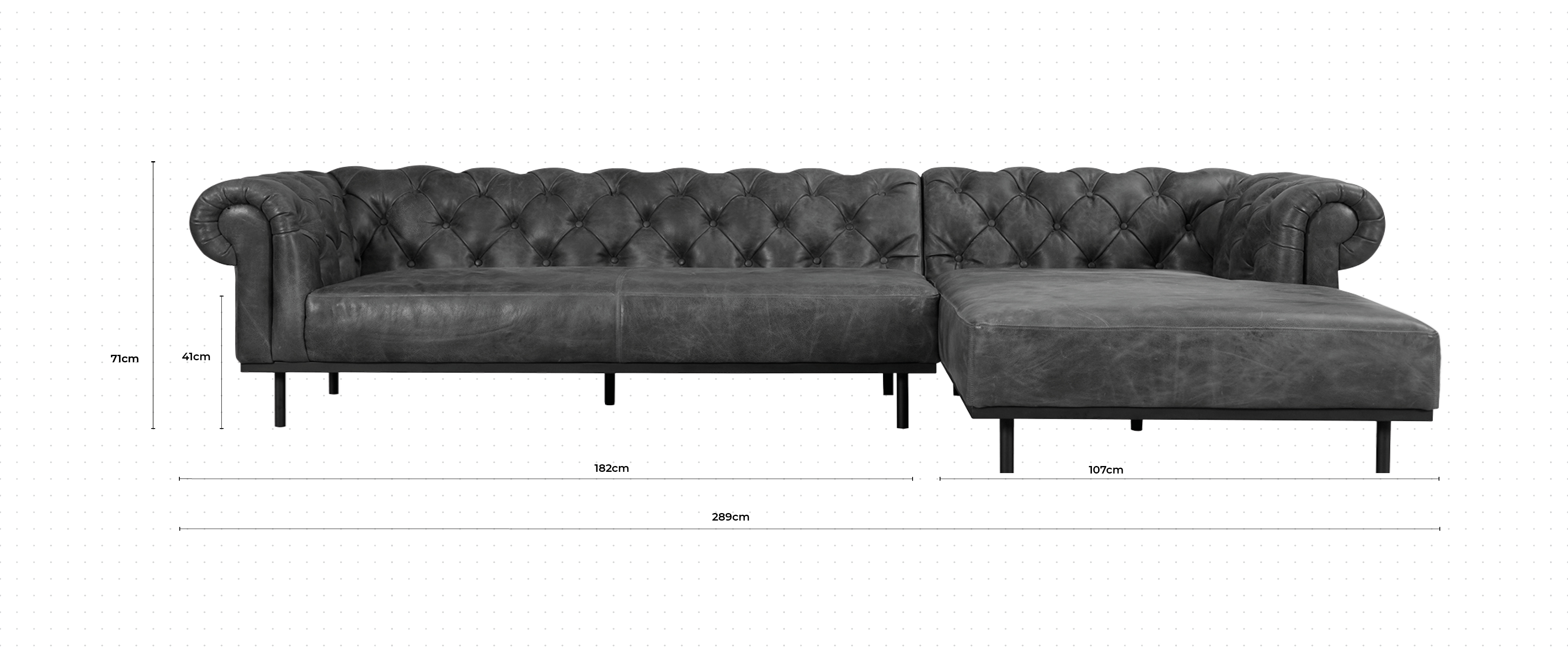 Parfait Large Chaise Sofa RHF dimensions