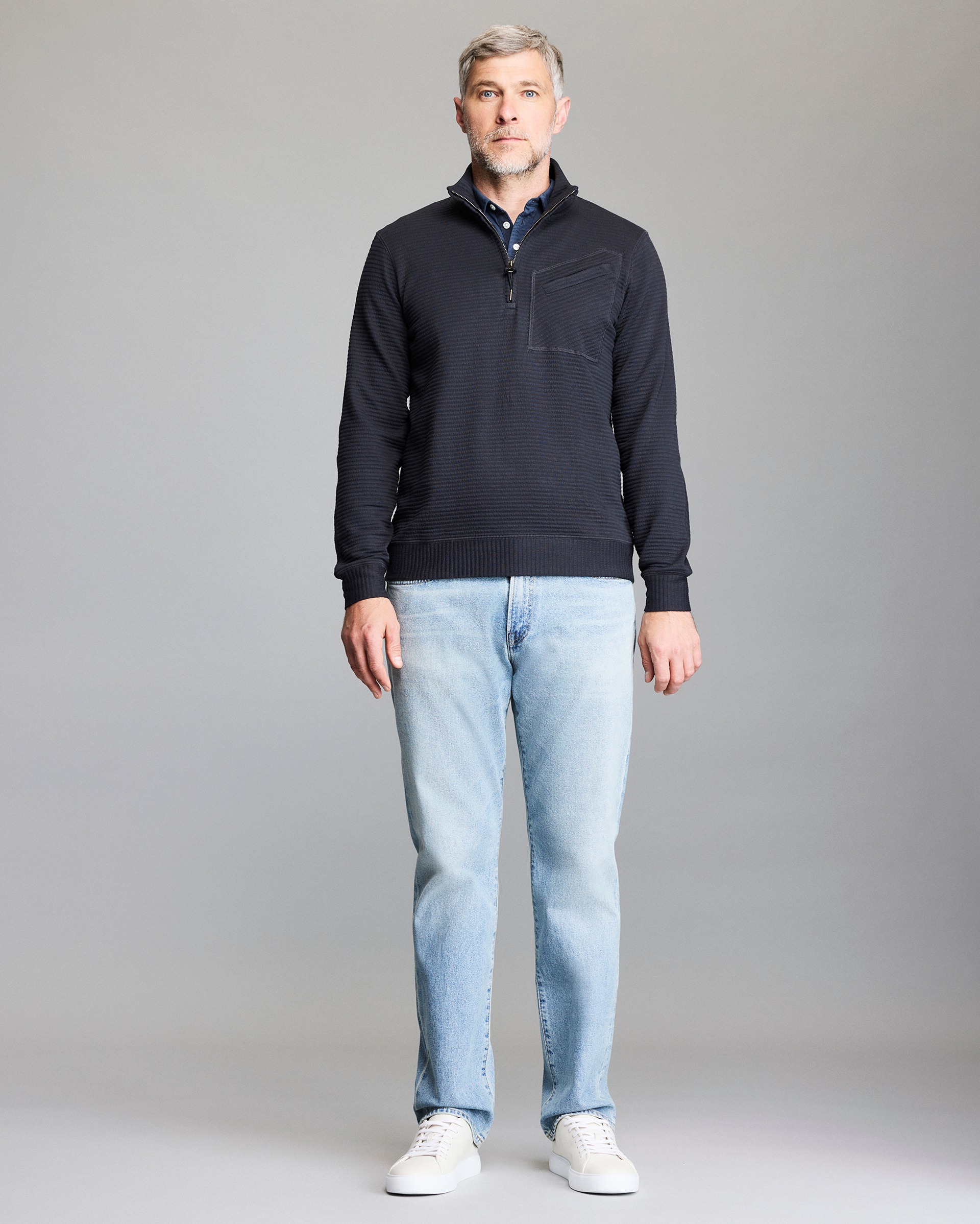 Quilted Half Zip Pullover with Chest Pocket | Billy Reid
