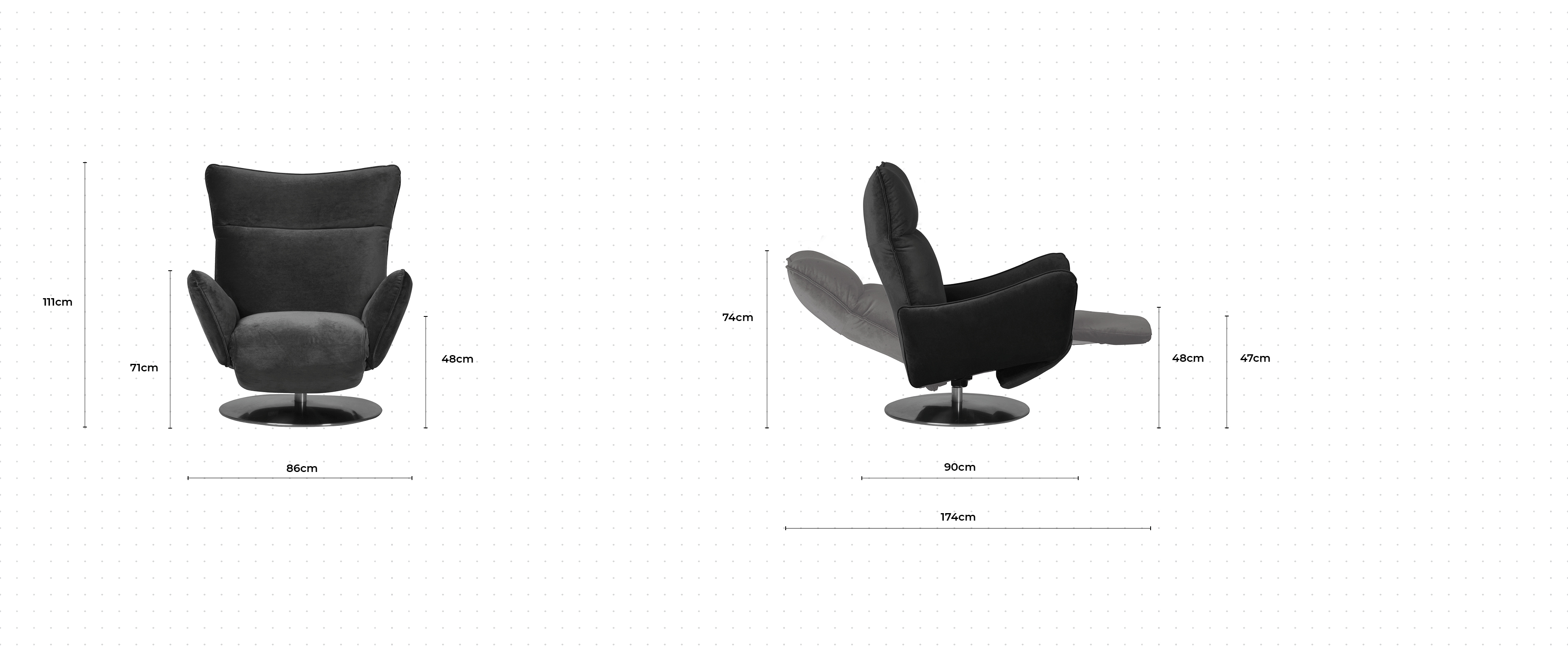 Ritchie Swivel Armchair dimensions