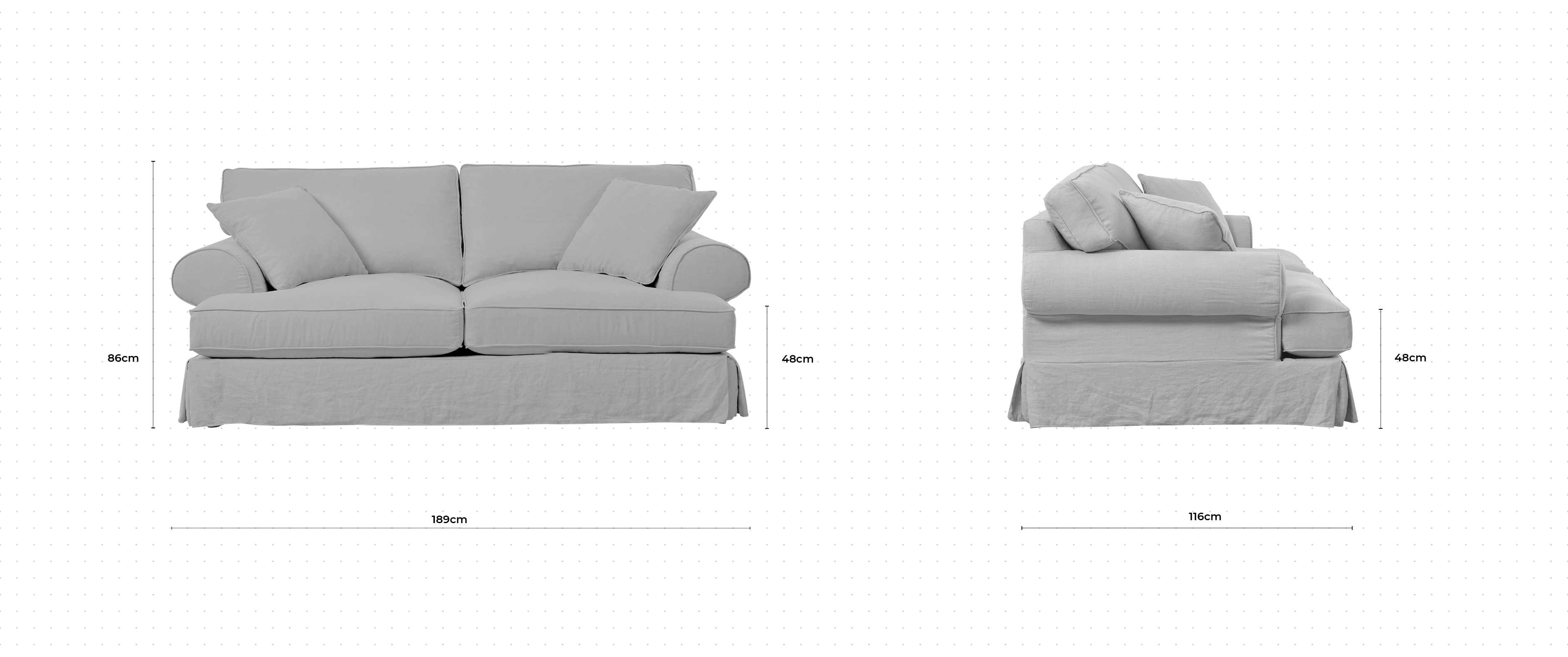 Sands 2 Seater Sofa dimensions