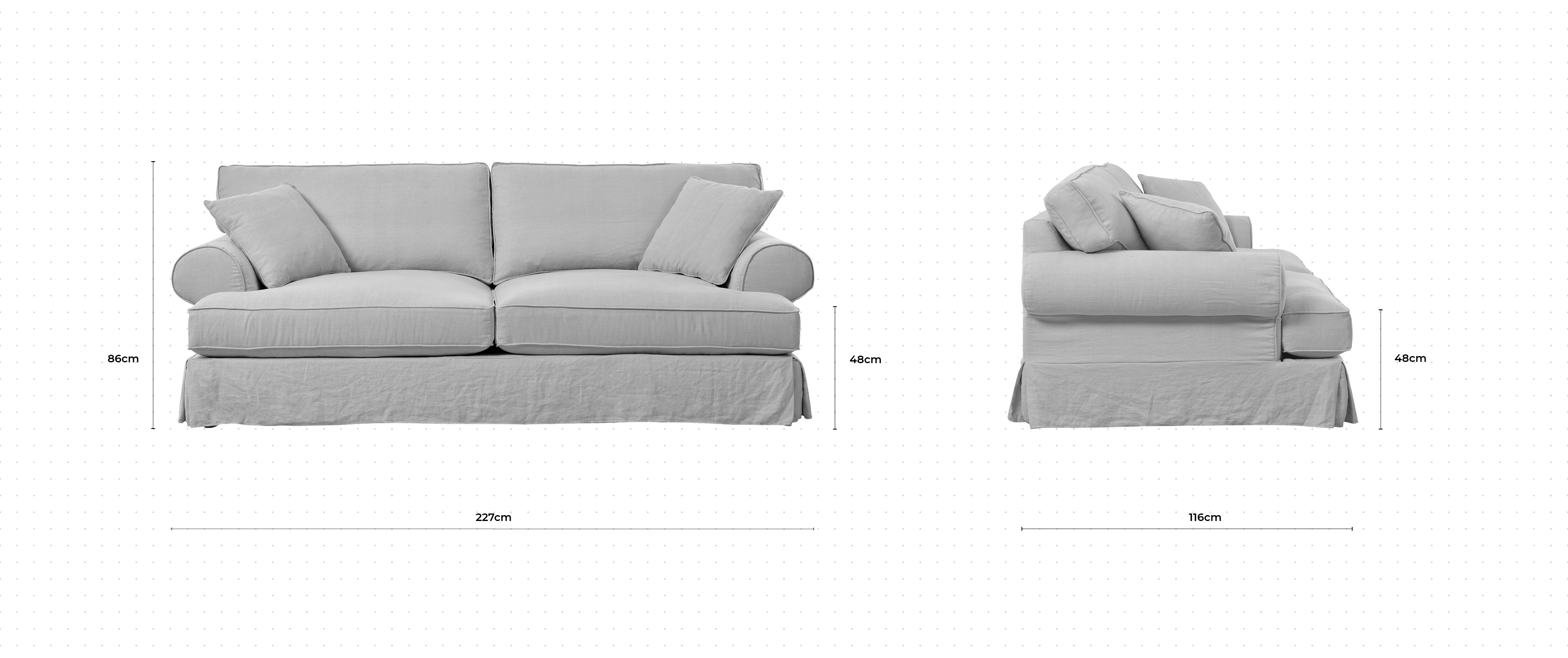 Sands 3 Seater Sofa dimensions