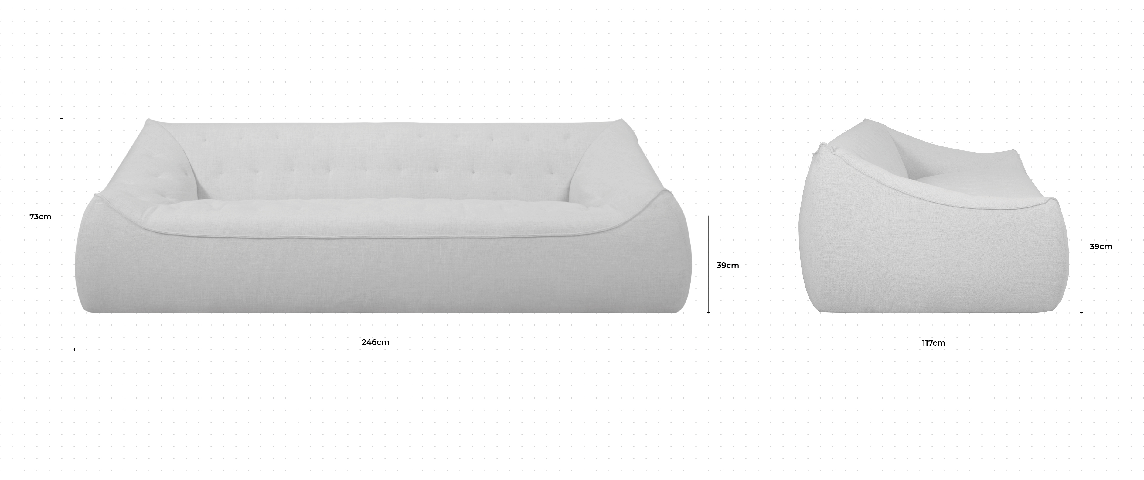 Torte 3 Seater Sofa dimensions