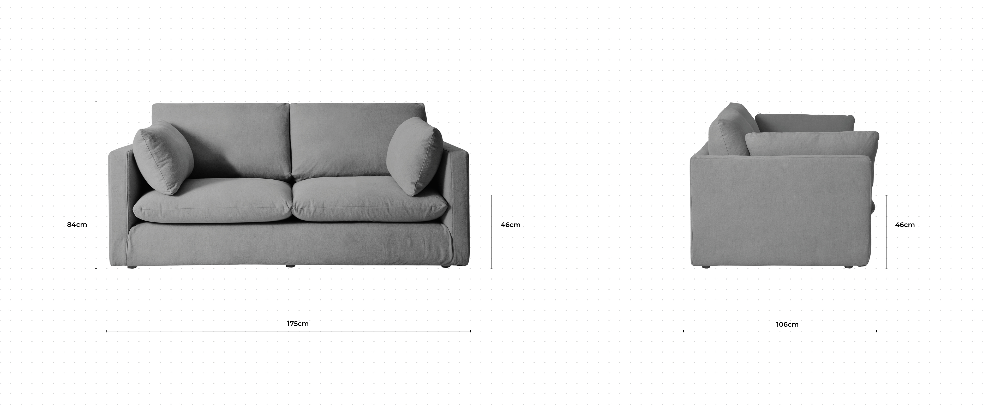 La Jola 2 Seater Sofa dimensions
