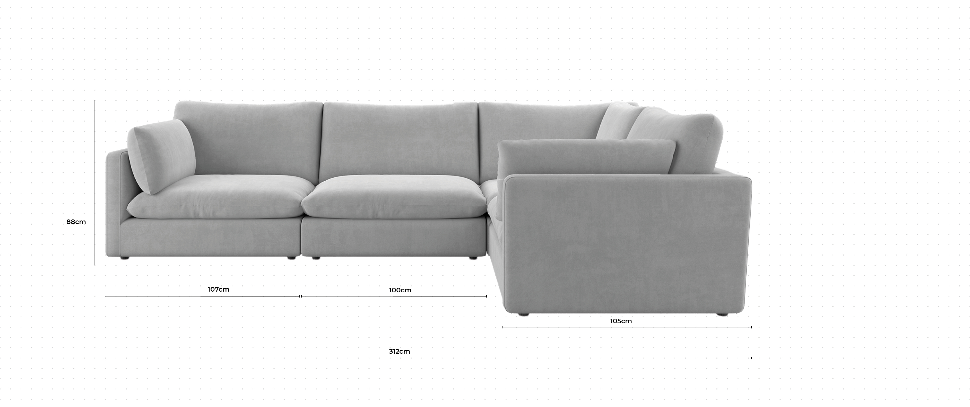 La Jola Small Corner Sofa RHF dimensions