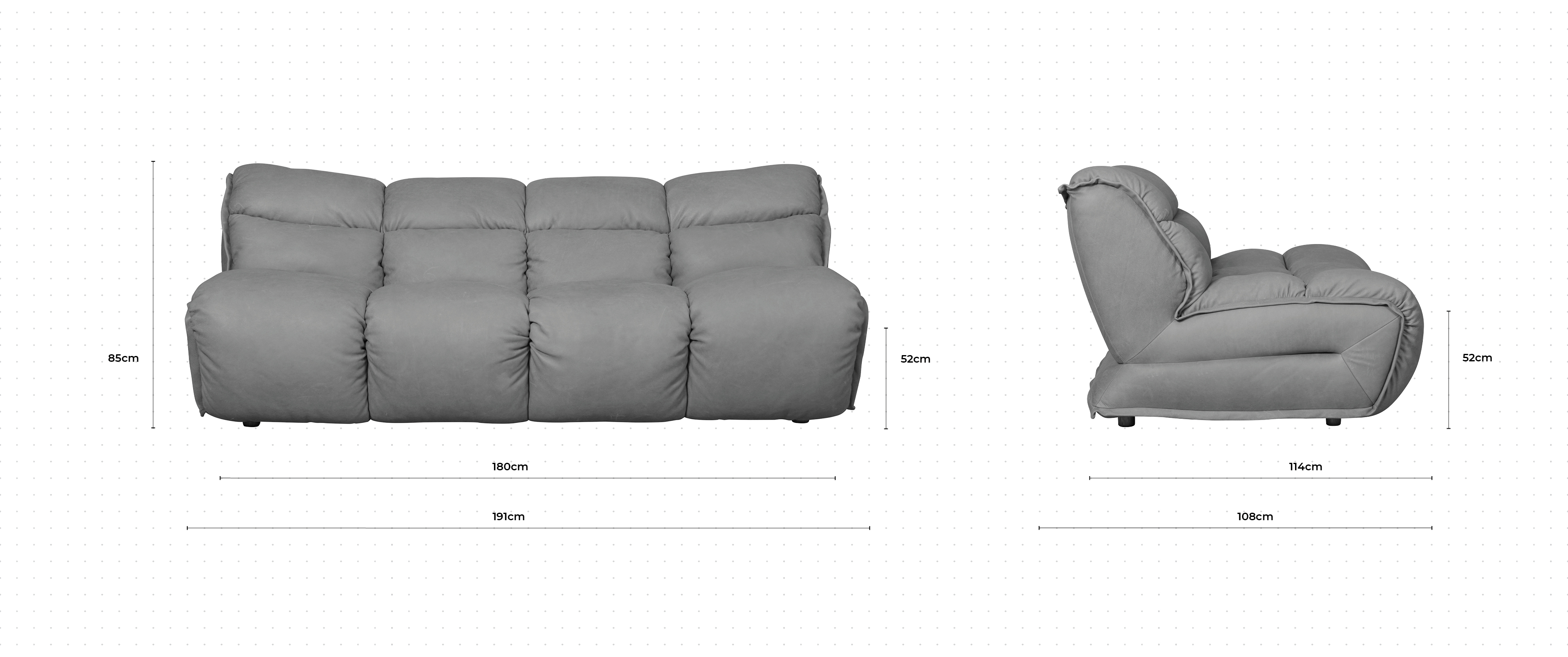 Groovy 3 Seater Sofa dimensions