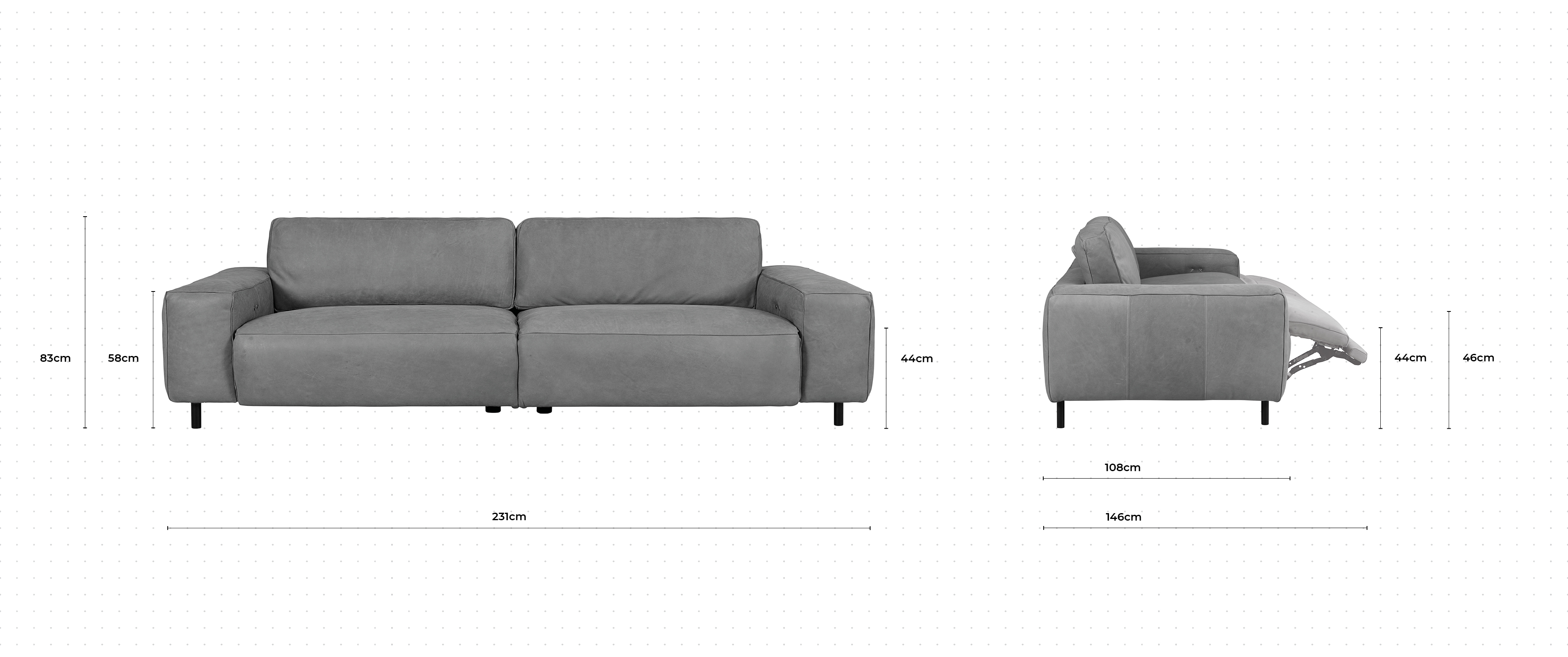Kubrick 3 Seater Sofa dimensions