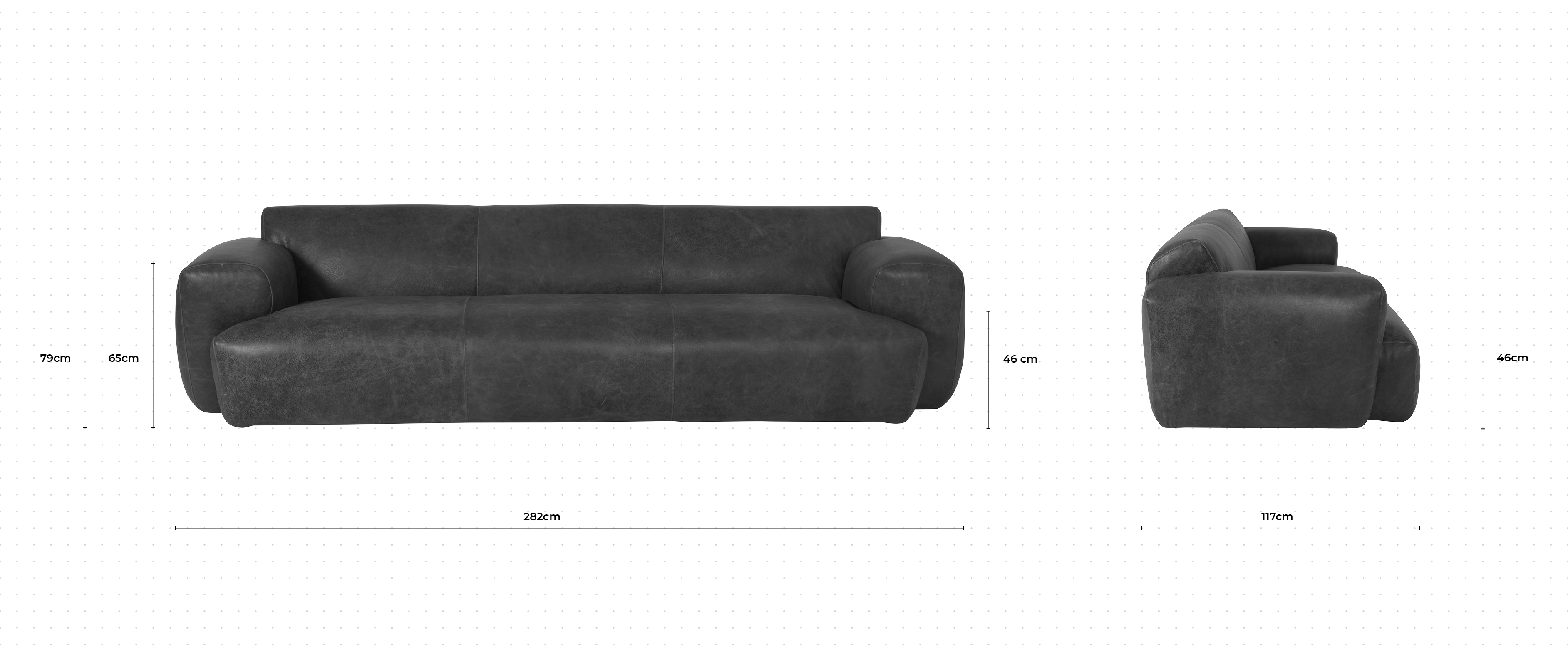 Mousse 3 Seater Sofa dimensions