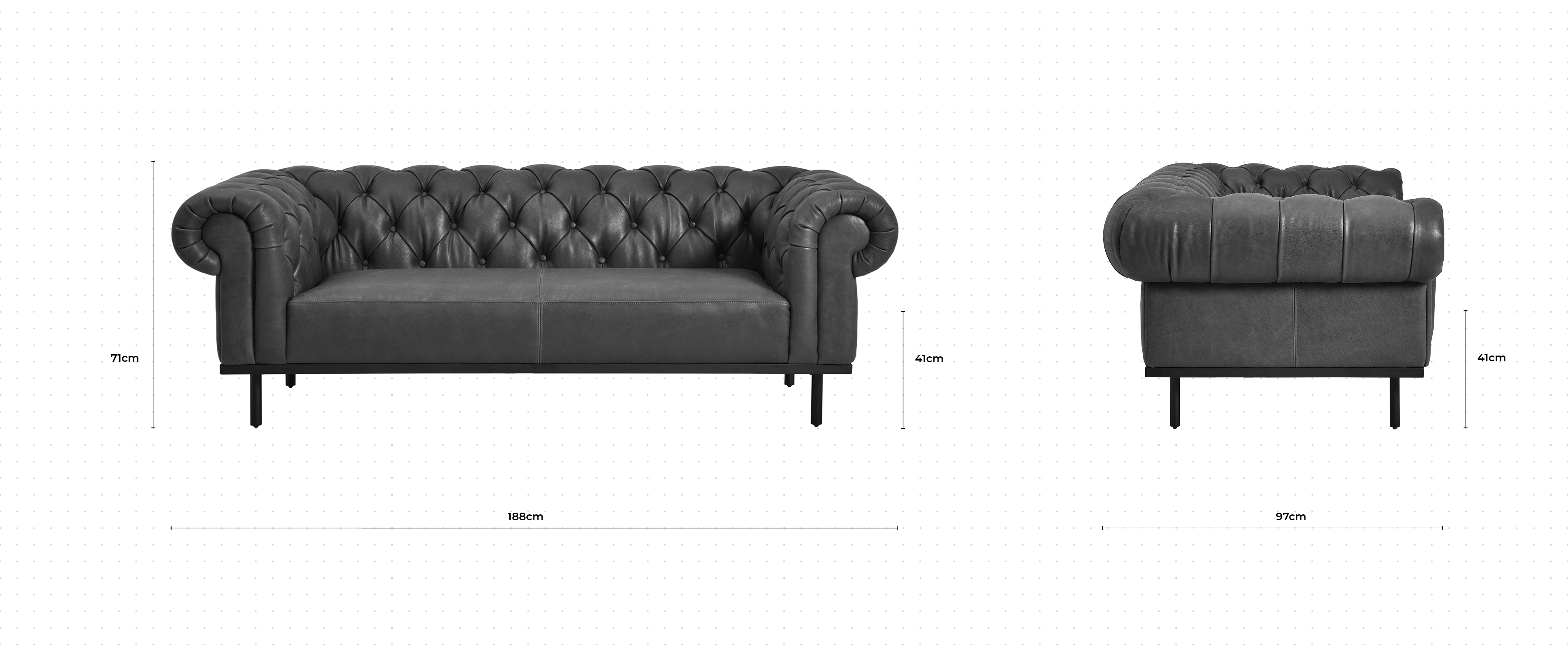 Parfait 2 Seater Sofa dimensions