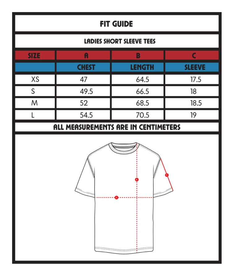 Tee size guide