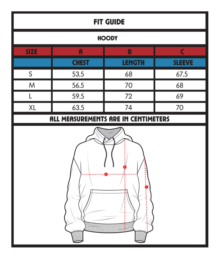 Sweatshirt size guide
