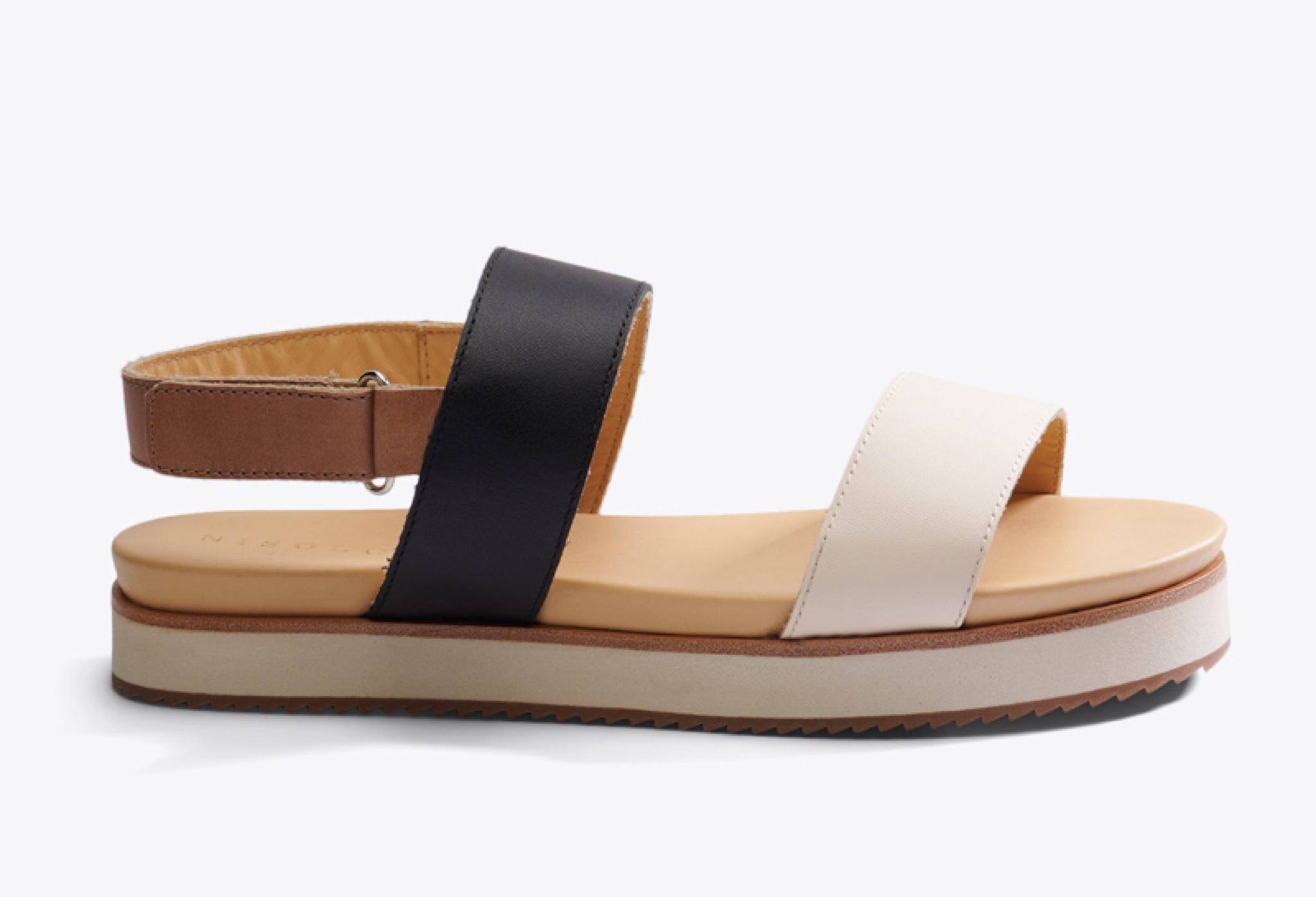 Nisolo Go-To Flatform Sandal Bone/Black Colorblock - Every Nisolo product is built on the foundation of comfort, function, and design. 