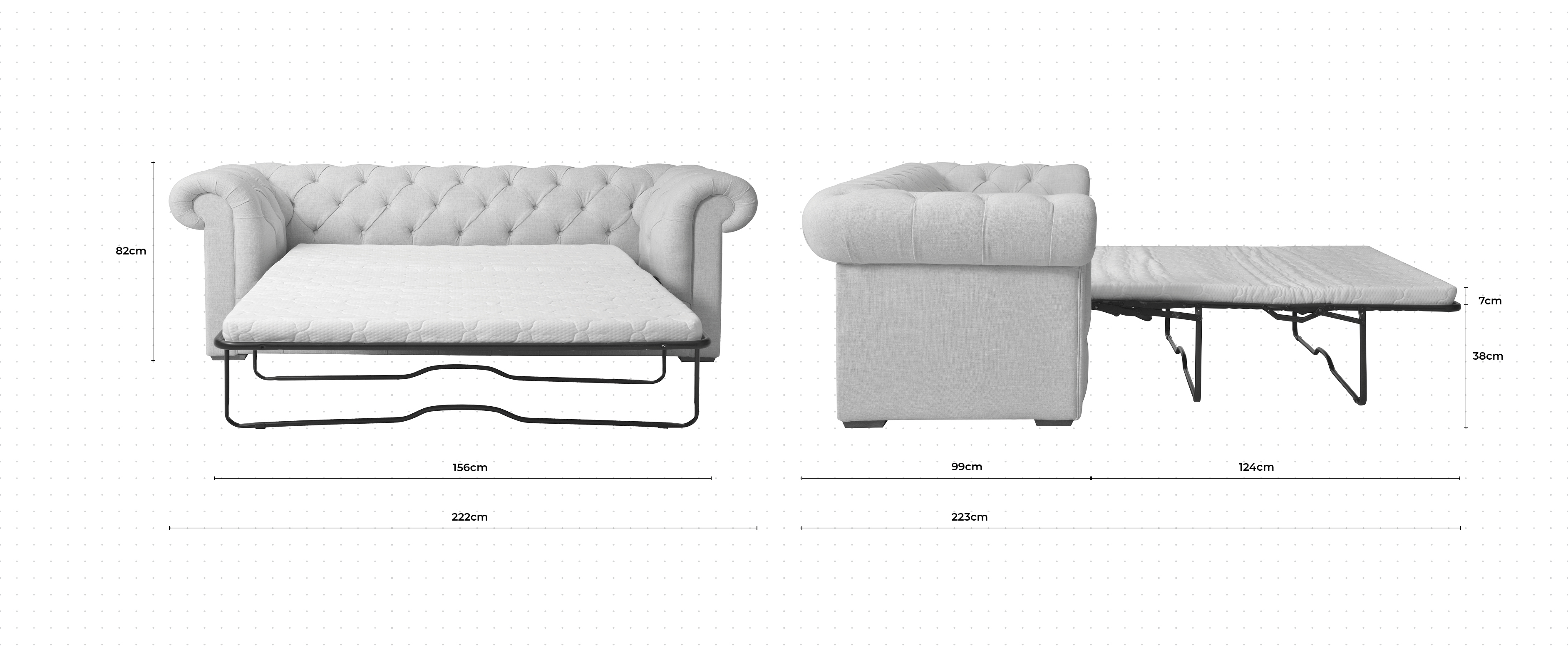 Gainsborough 2.5 Seater Sofa Bed dimensions