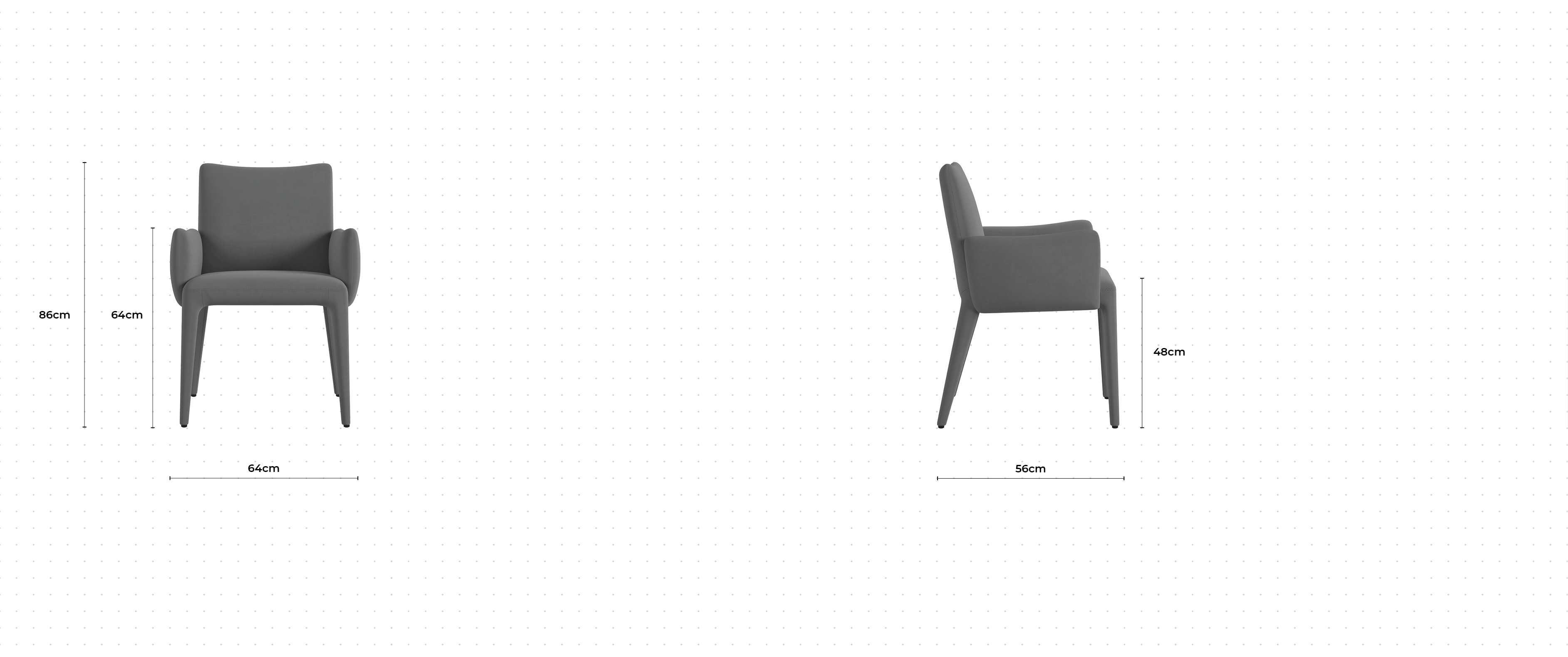 Monza Dining Armchair dimensions