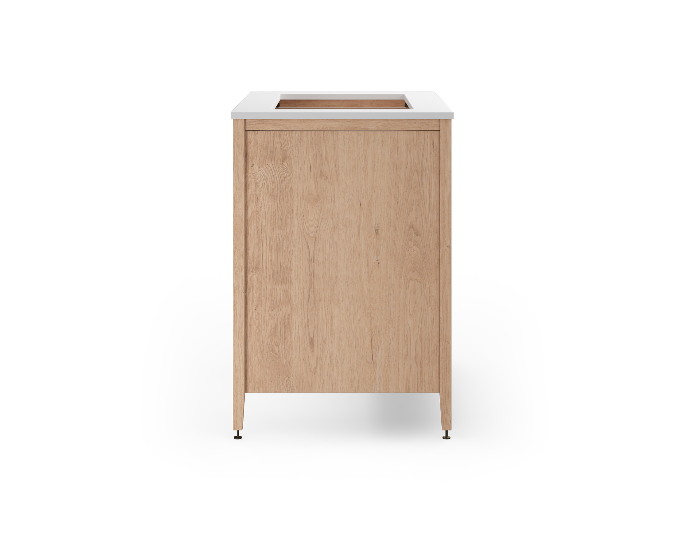 Coquo modular sink cabinet with two doors + two half shelves in natural oak. 