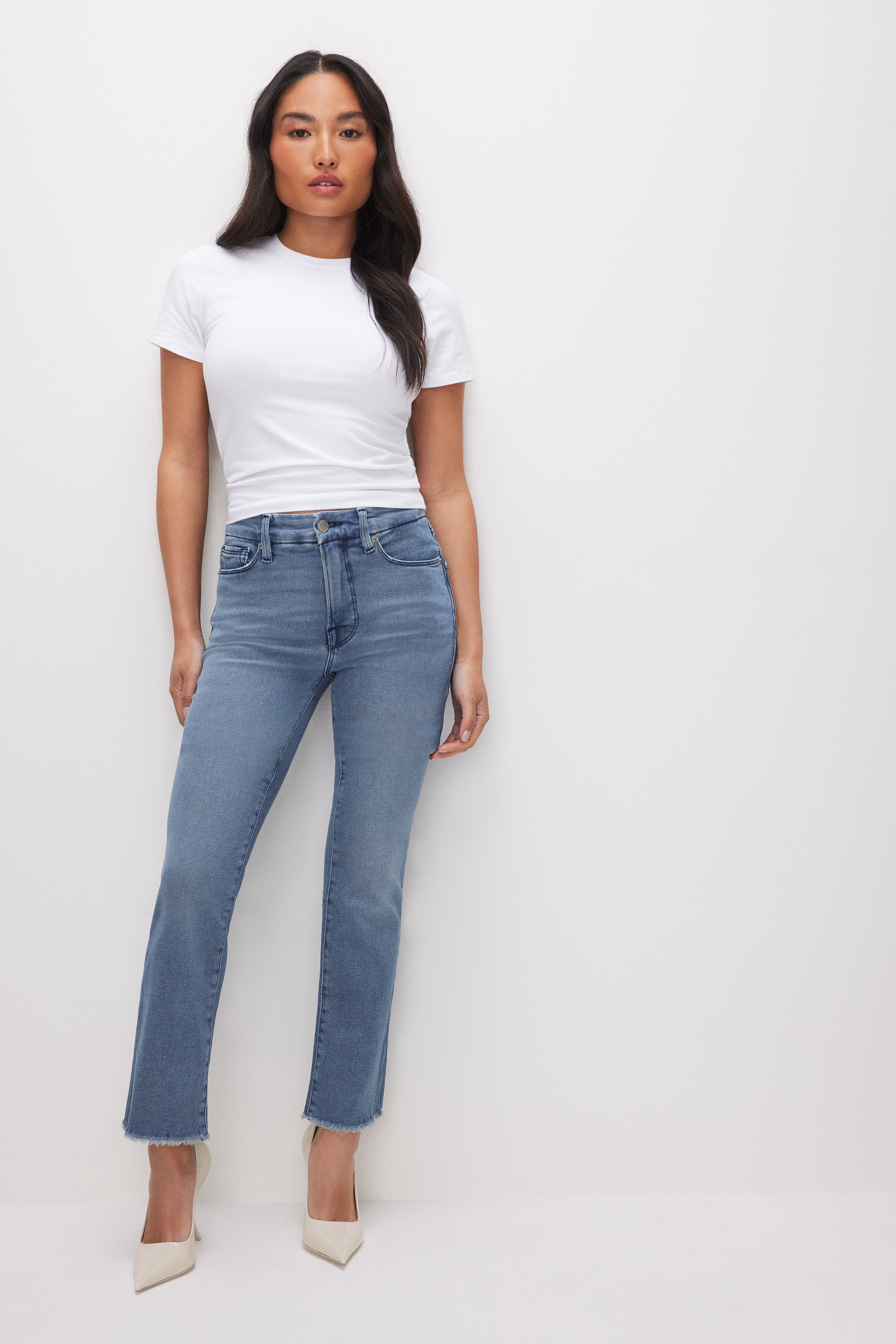 Styled with GOOD PETITE STRAIGHT JEANS | BLUE449