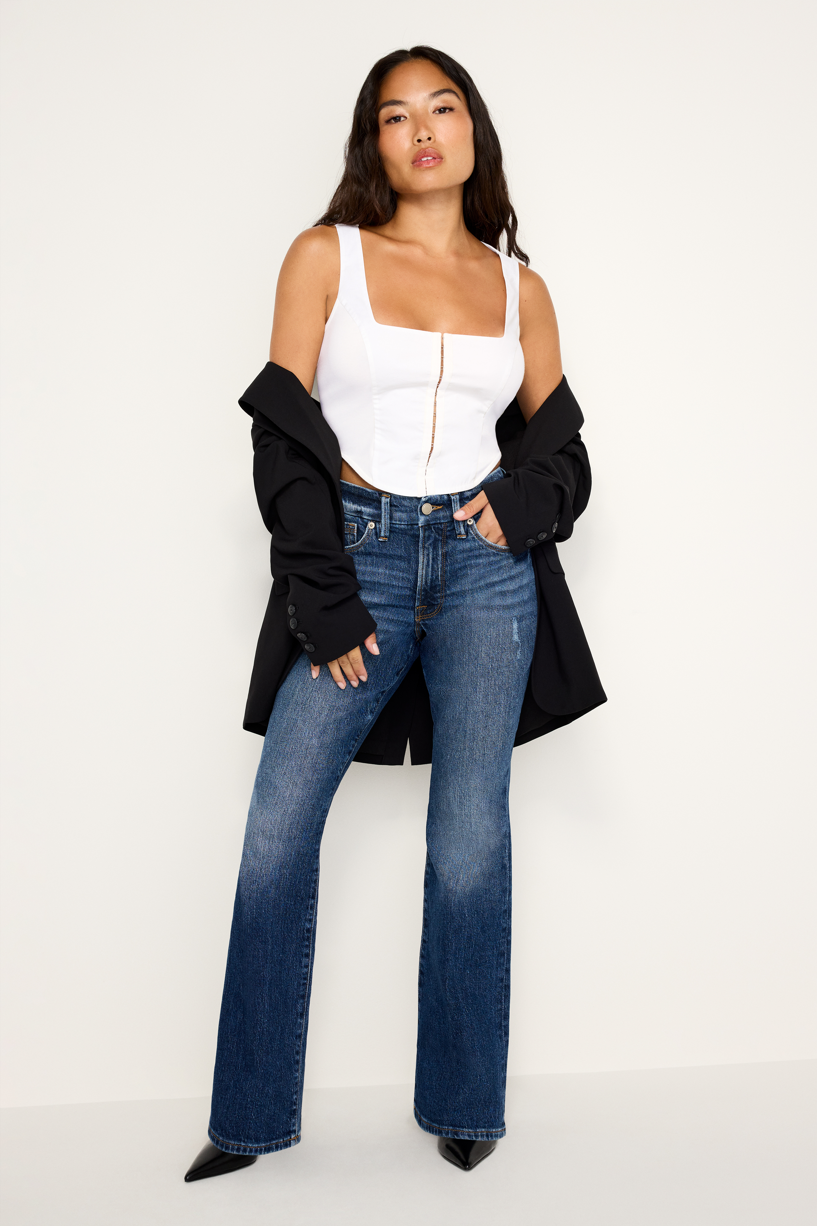 Styled with GOOD PETITE BOOTCUT JEANS | INDIGO704