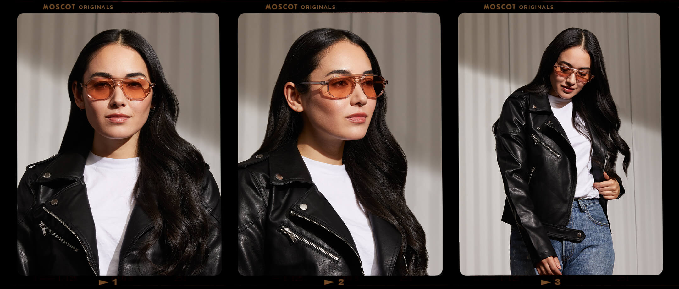  Model is wearing The GAZEEKTAL in Burnt Rose in size 55 with New York Rose Tinted Lenses 
