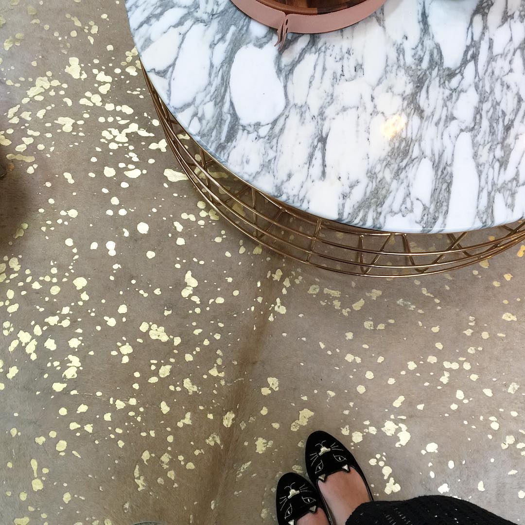 Metallic Devore Cowhide Rug with Star Metallic Base