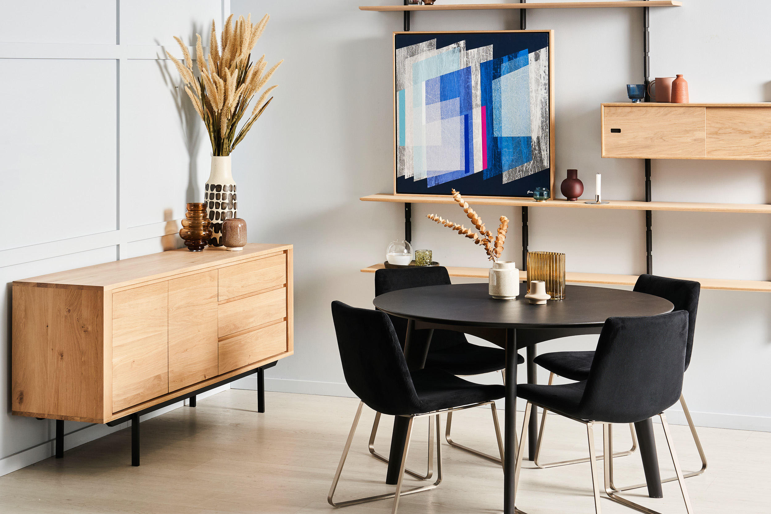 Ethnicraft Oak Shadow Sideboard - 2 Doors/3 Drawers