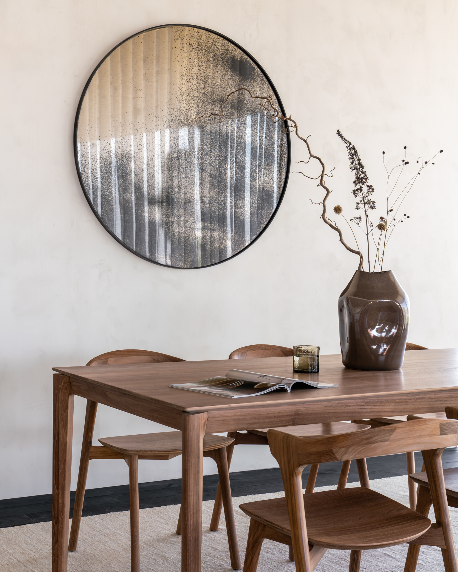Ethnicraft Round Wooden Wall Mirror