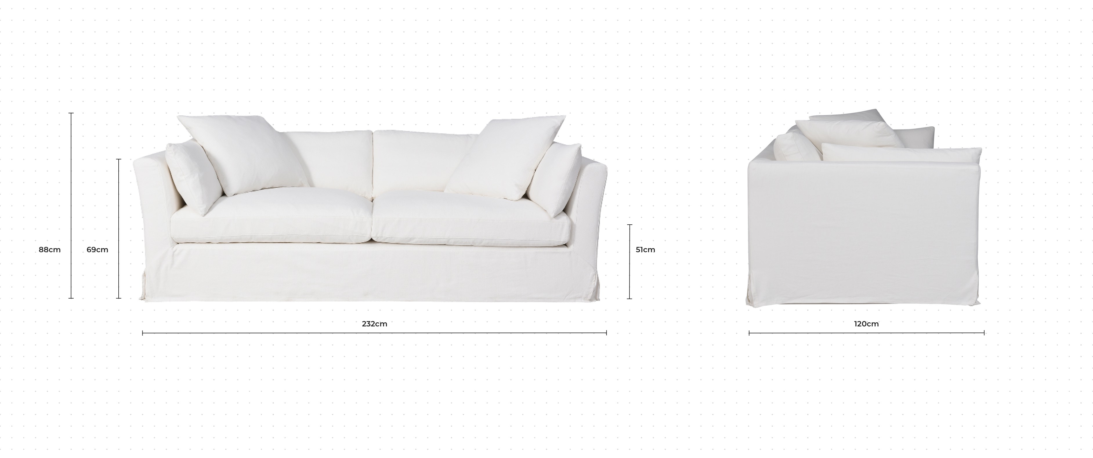 Tallis 3 Seater Sofa dimensions