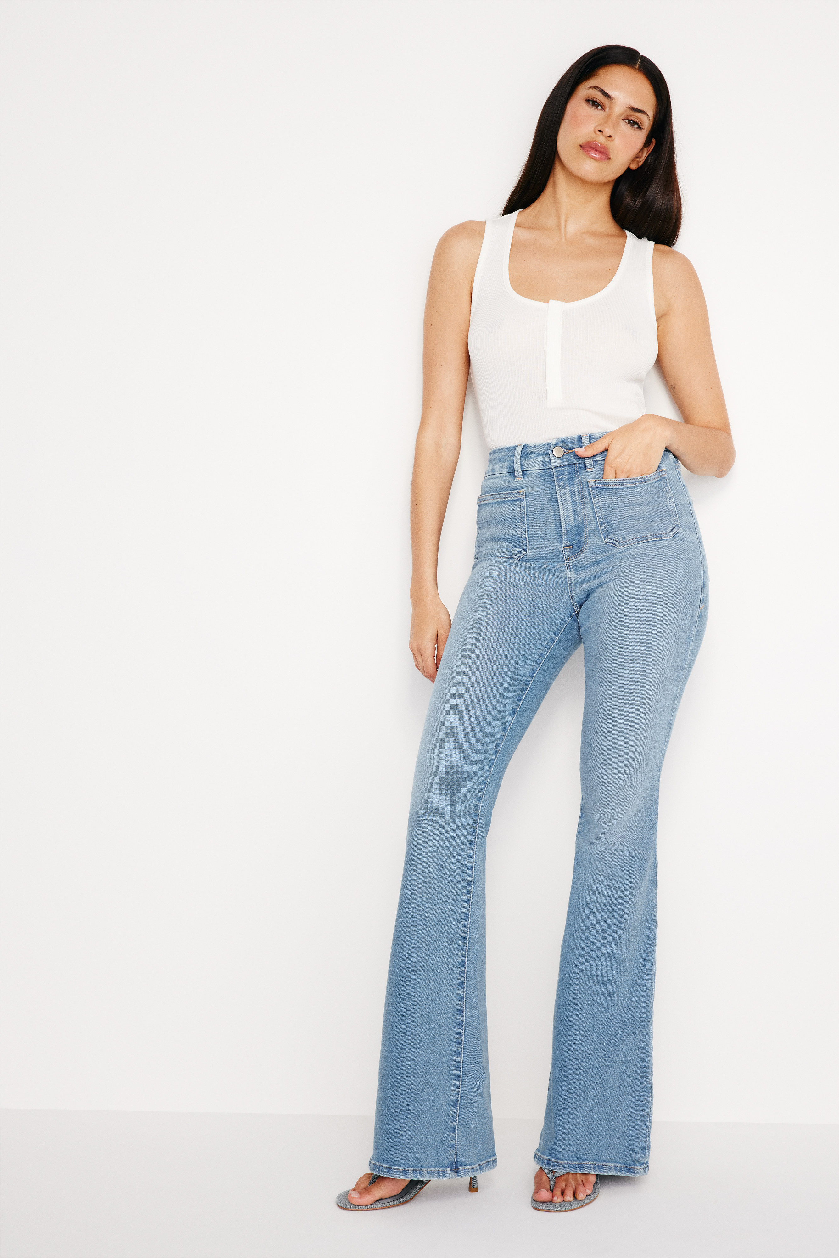 Styled with GOOD LEGS LIGHT COMPRESSION FLARE JEANS | INDIGO656