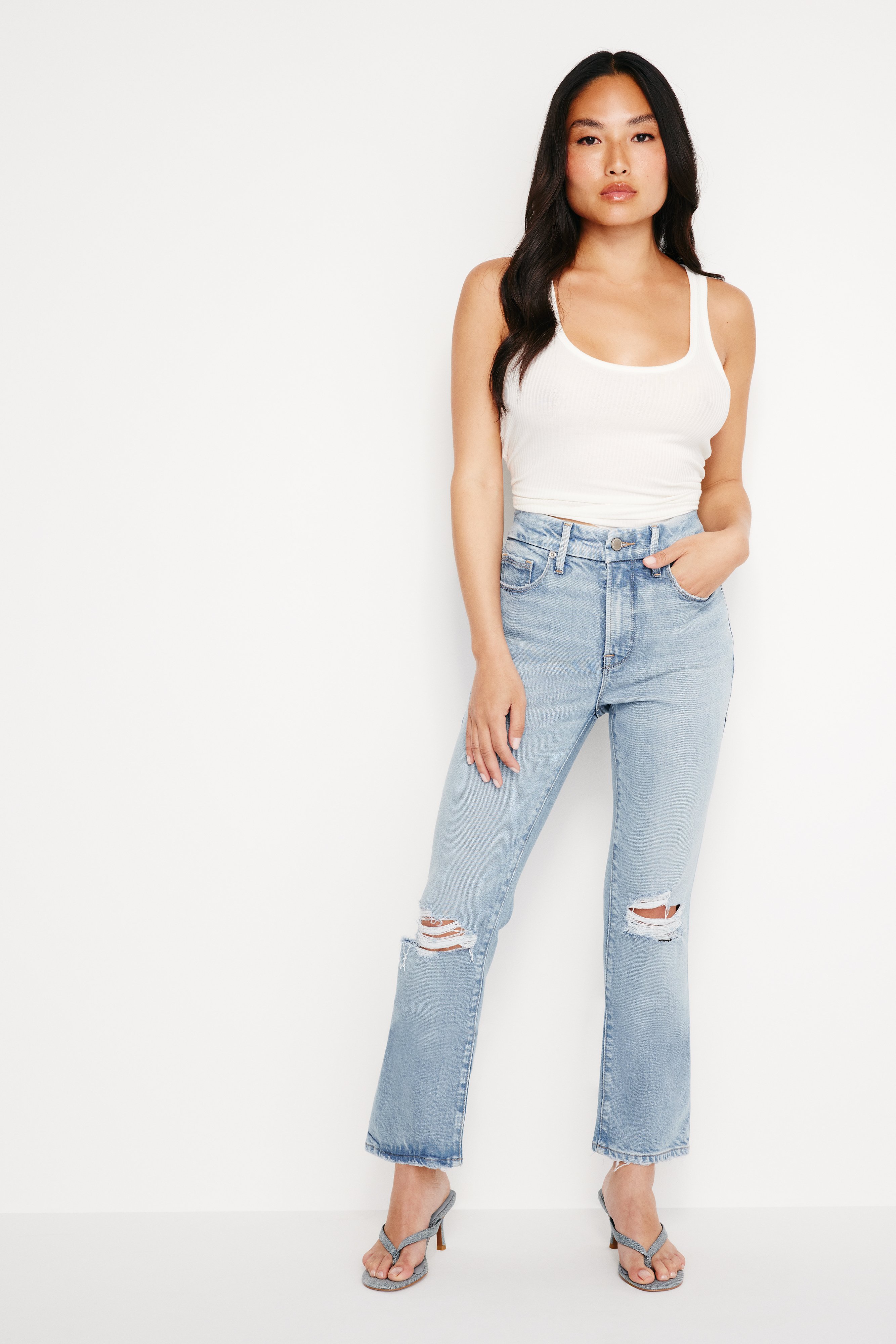 Styled with SOFT-TECH GOOD PETITE STRAIGHT JEANS | INDIGO510