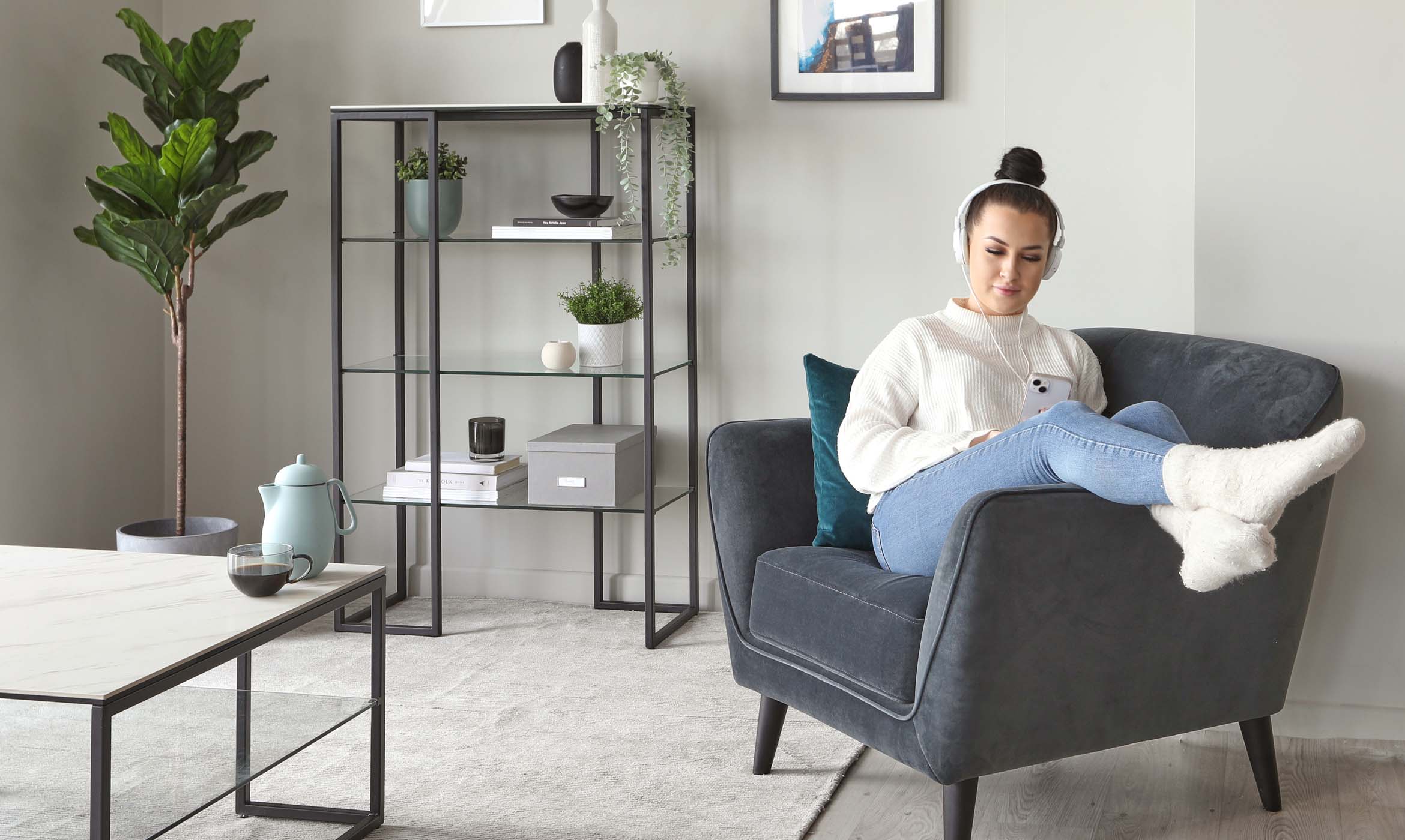 Black Metal Frame Shelving Unit by