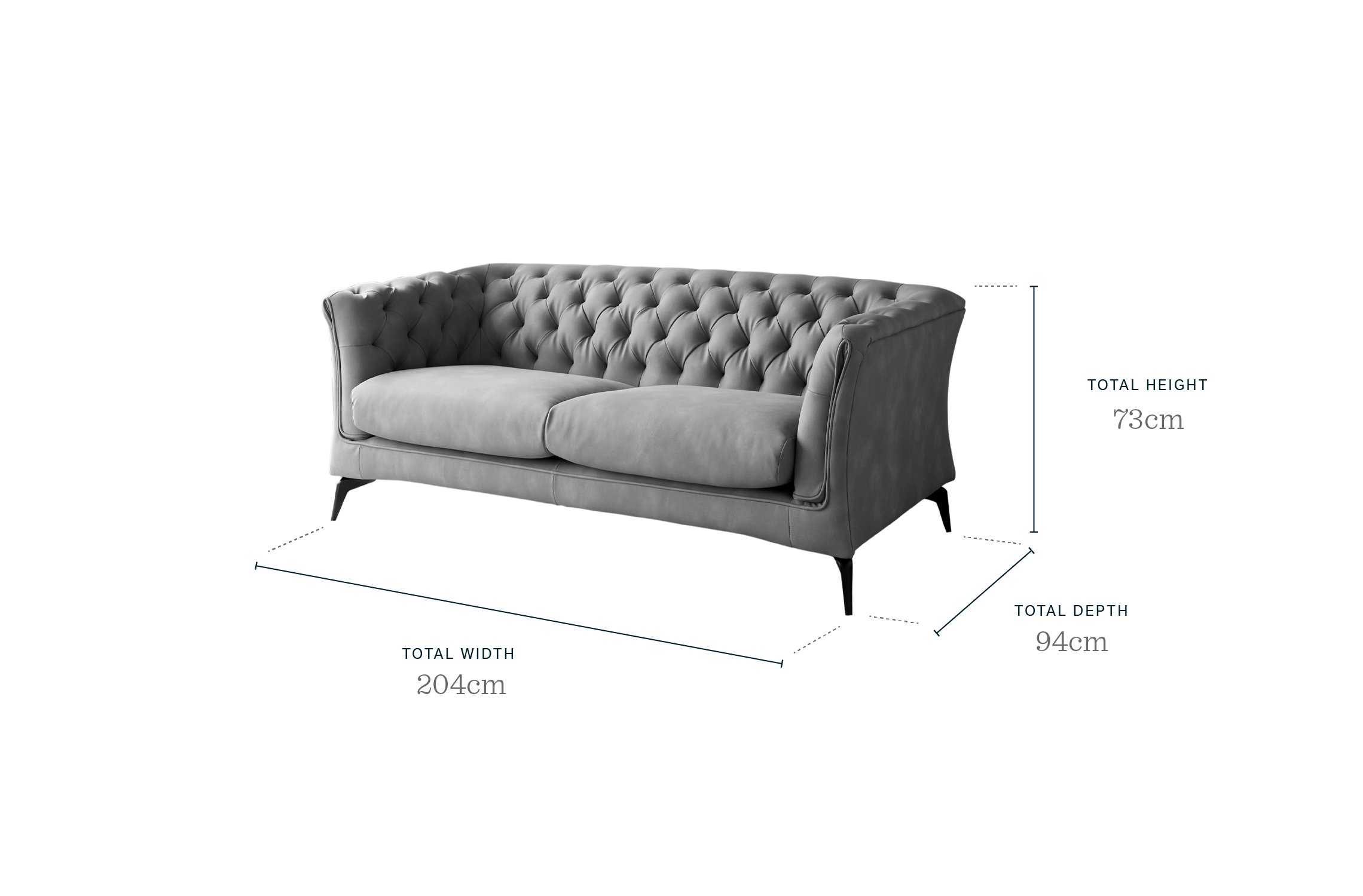 Dax 2 Seater Navy Velvet Chesterfield Sofa by Danetti