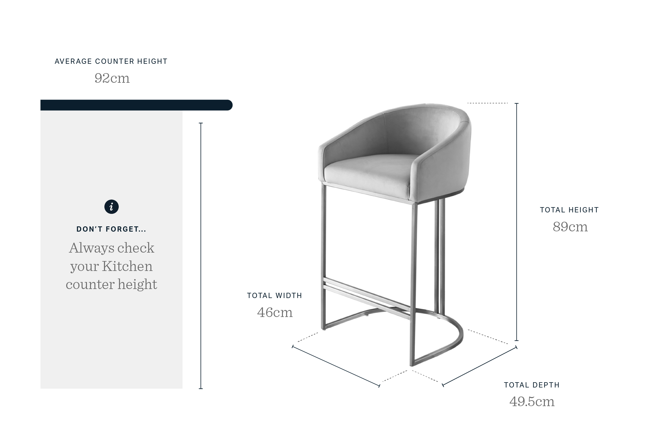 Dakota Dark Grey Statement Velvet Bar Stool by