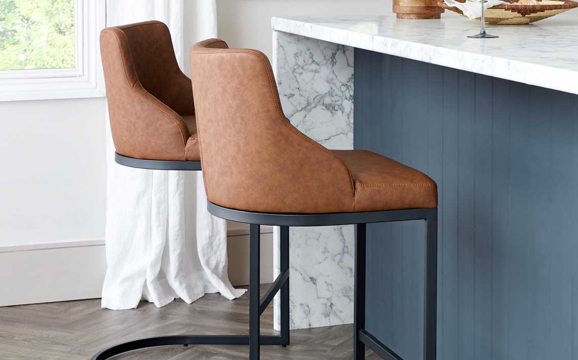 Form Tan Faux Leather Barstools by