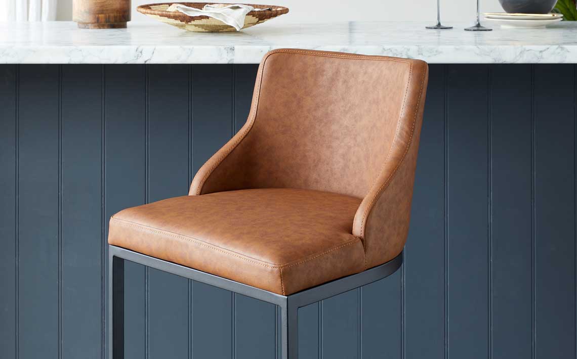 Form Tan Faux Leather Barstools by