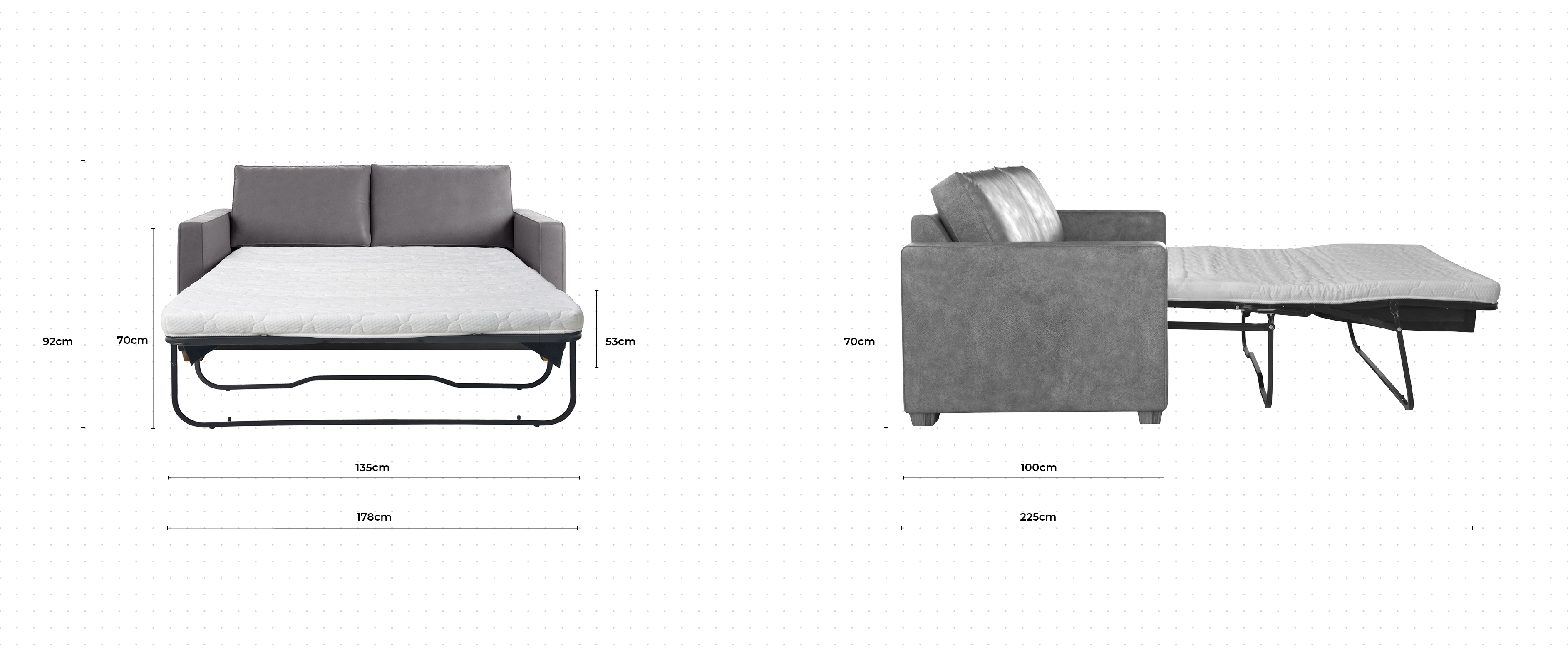 Blake 2 Seater Sofa Bed dimensions