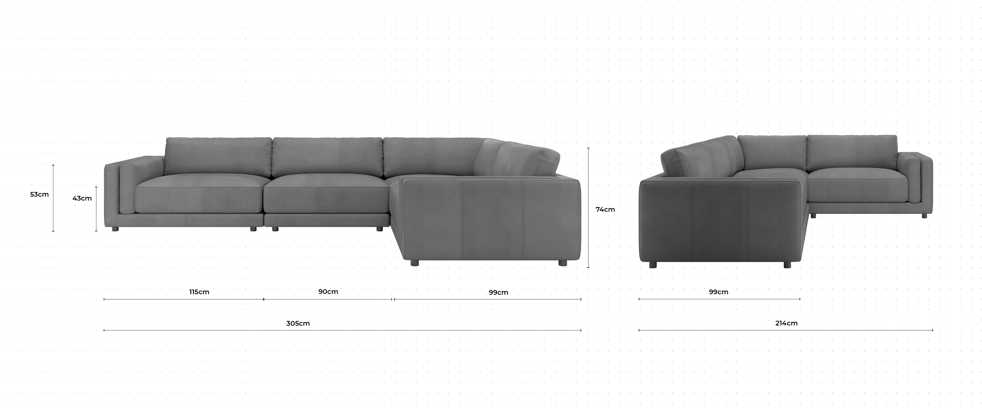 Butter Corner Sofa RHF dimensions