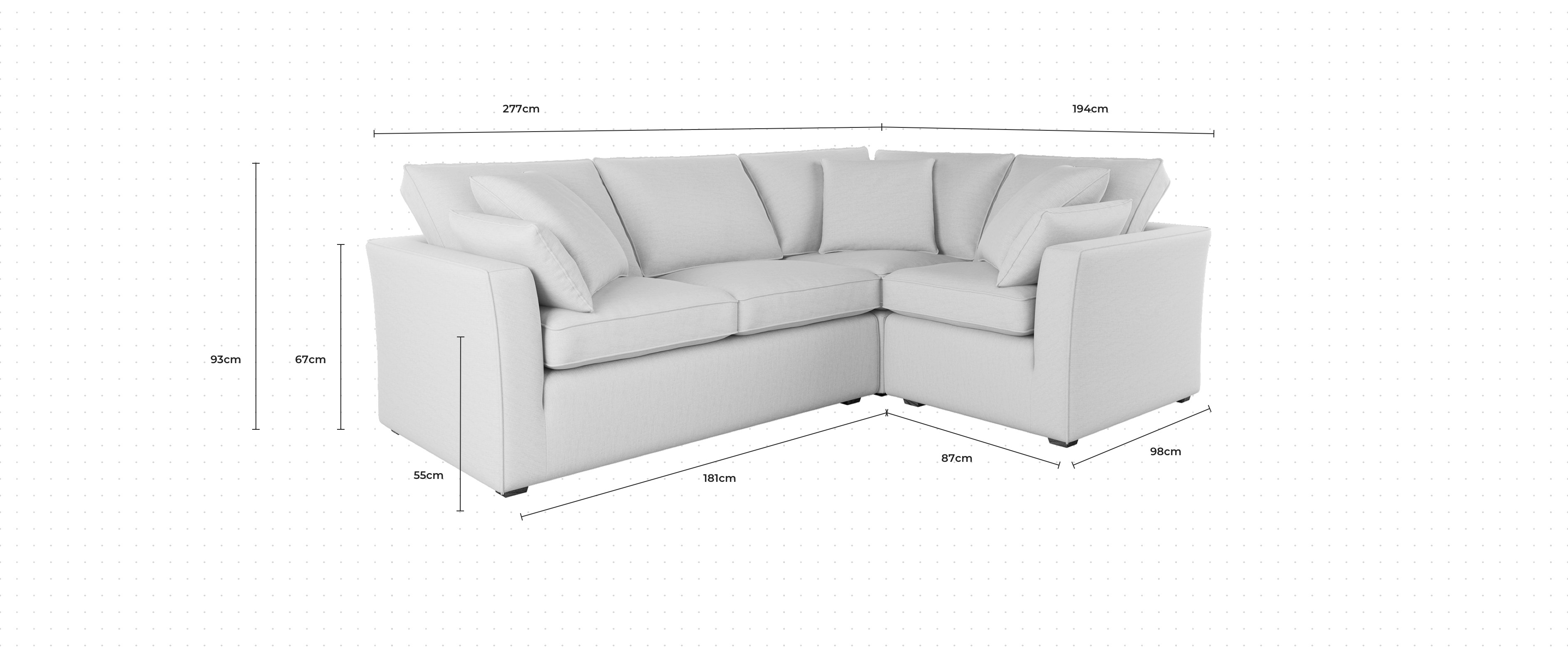 Caruso Corner Sofa RHF dimensions